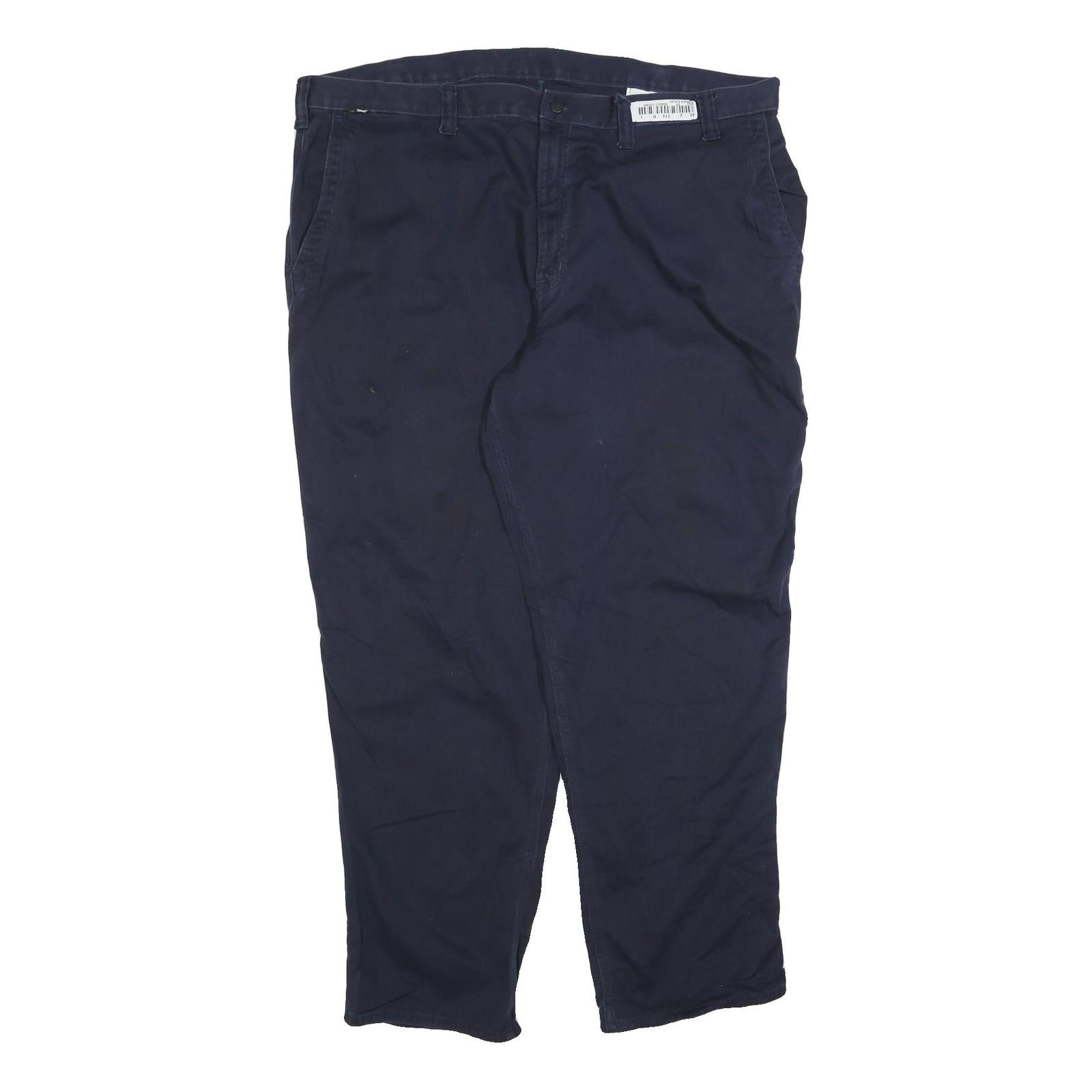 CARHARTT Mens Cotton Blend Navy Relaxed Straight Trousers W46 L32 Workwear Refurbished - N/A refurbished available on Cerqular