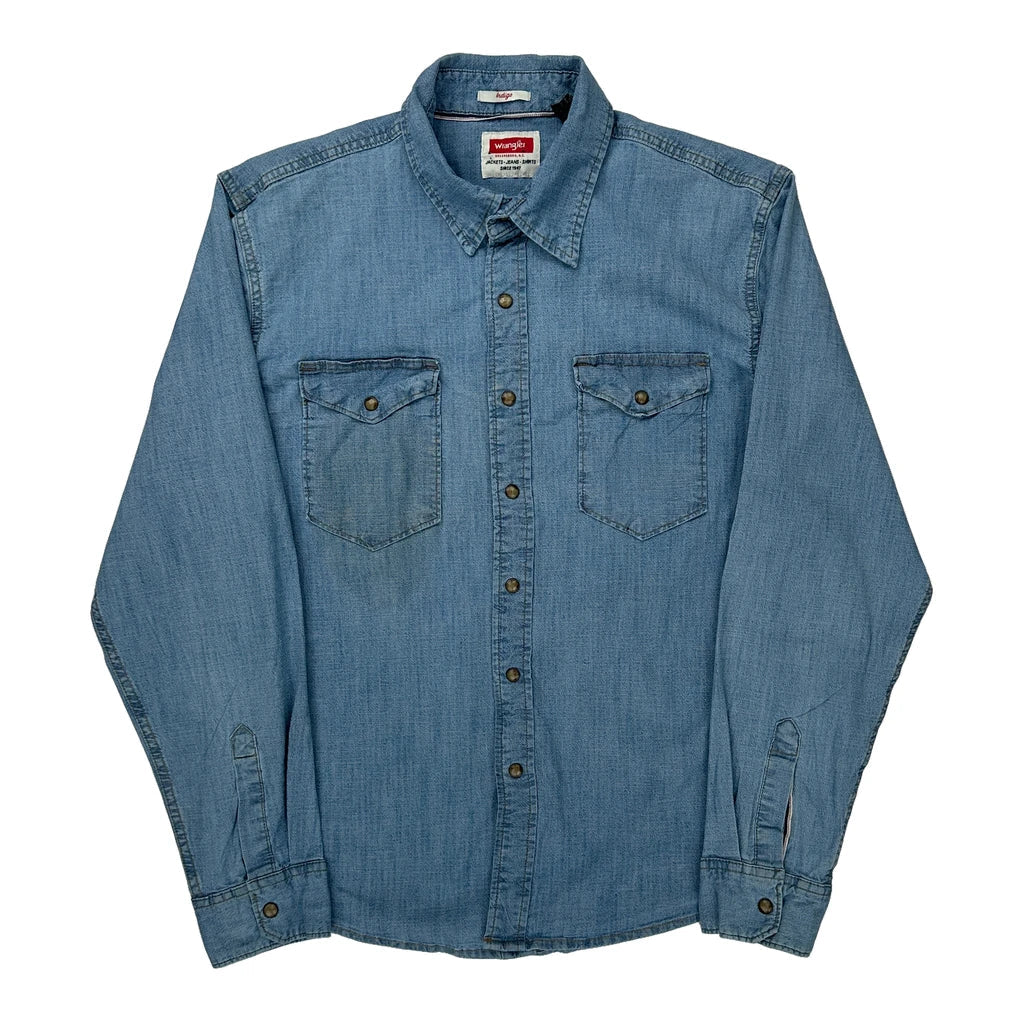 Wrangler Denim Shirt - Large Blue Cotton Refurbished - Thrifted (note: this is a term often used to describe second- refurbished available on Cerqular