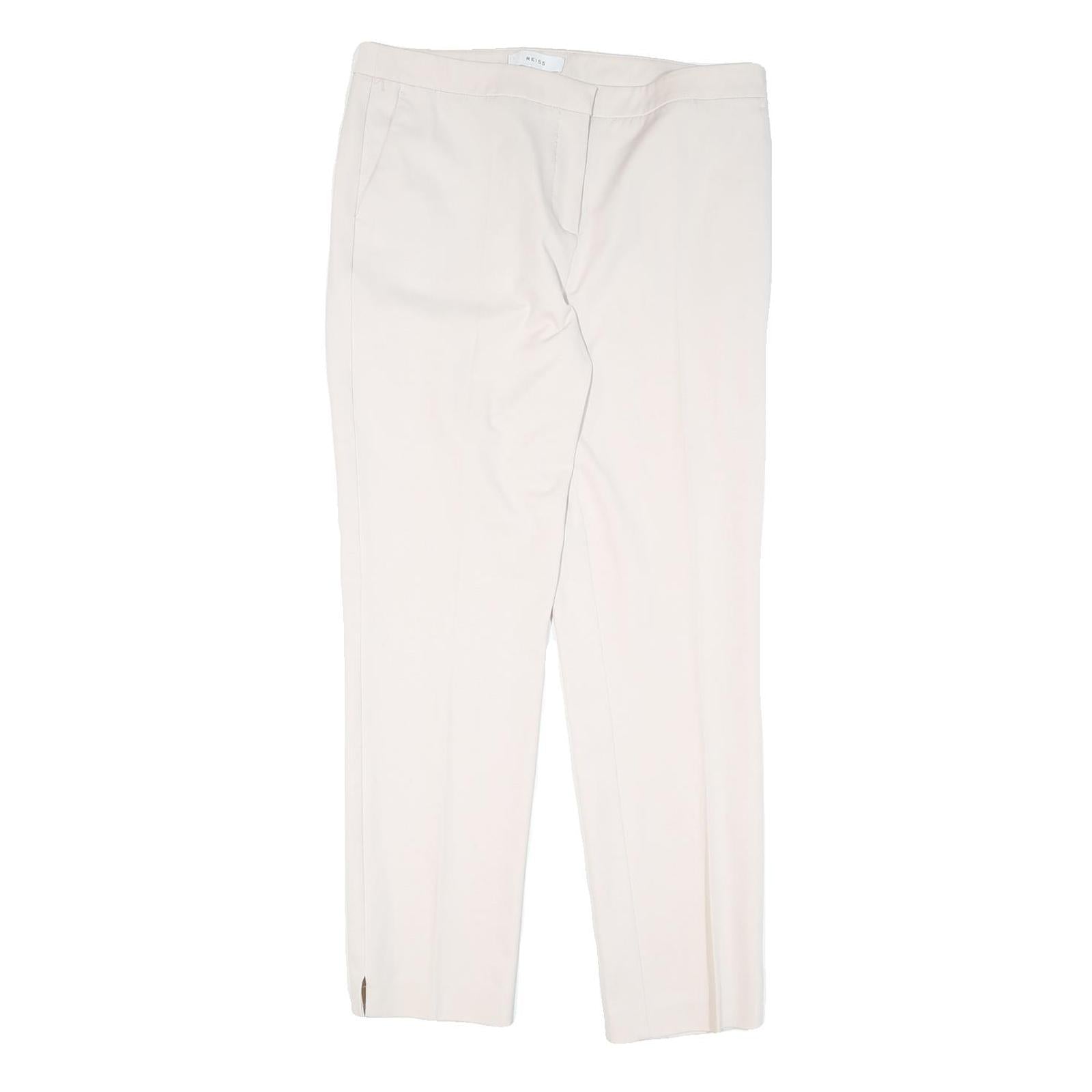 REISS Womens Cotton Slim Cream Trousers W32 L29 Tailored Zip Closure Refurbished - N/A refurbished available on Cerqular