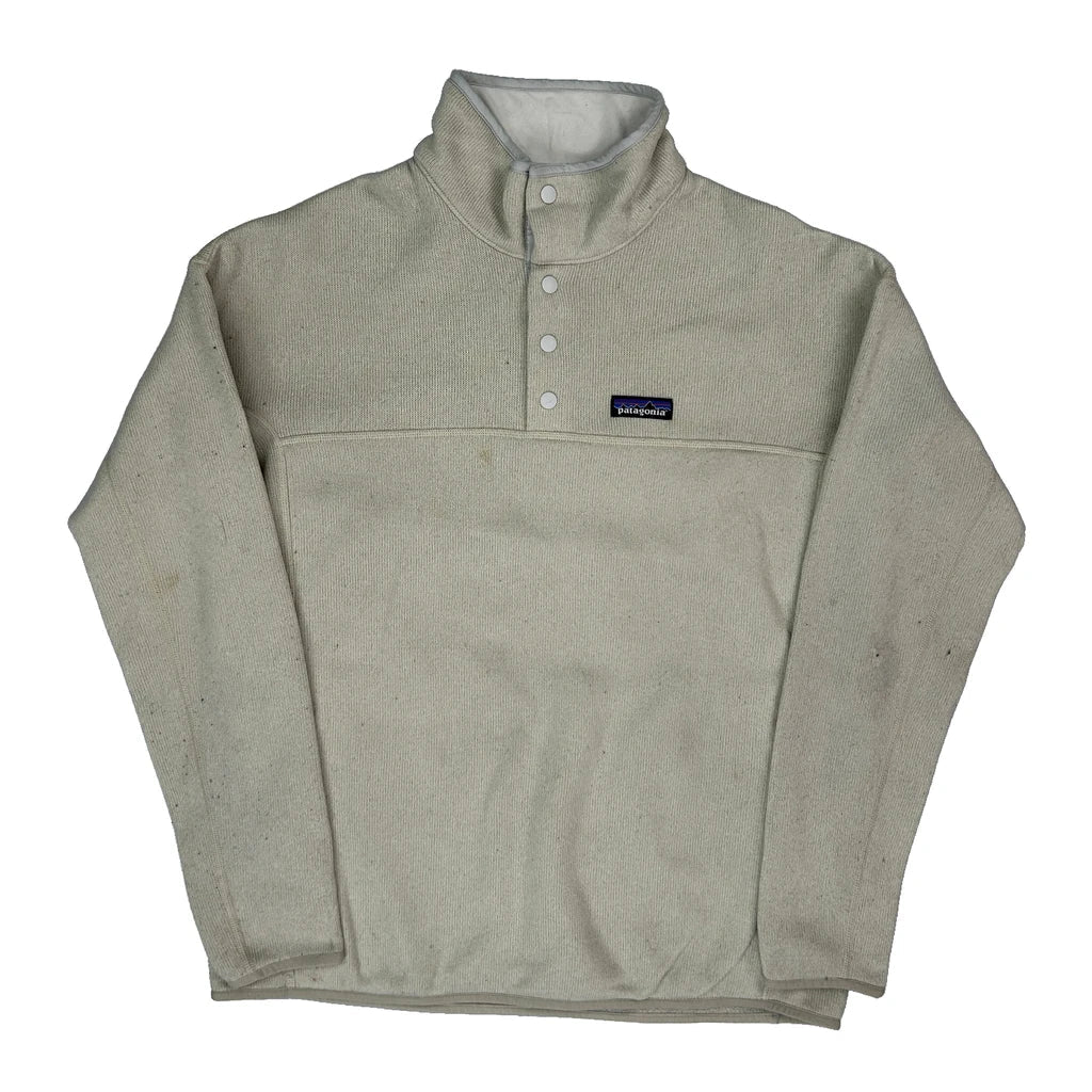 Patagonia Fleece - Large Cream Cotton Refurbished - Thrifted (note: this is a term often used to describe second- refurbished available on Cerqular