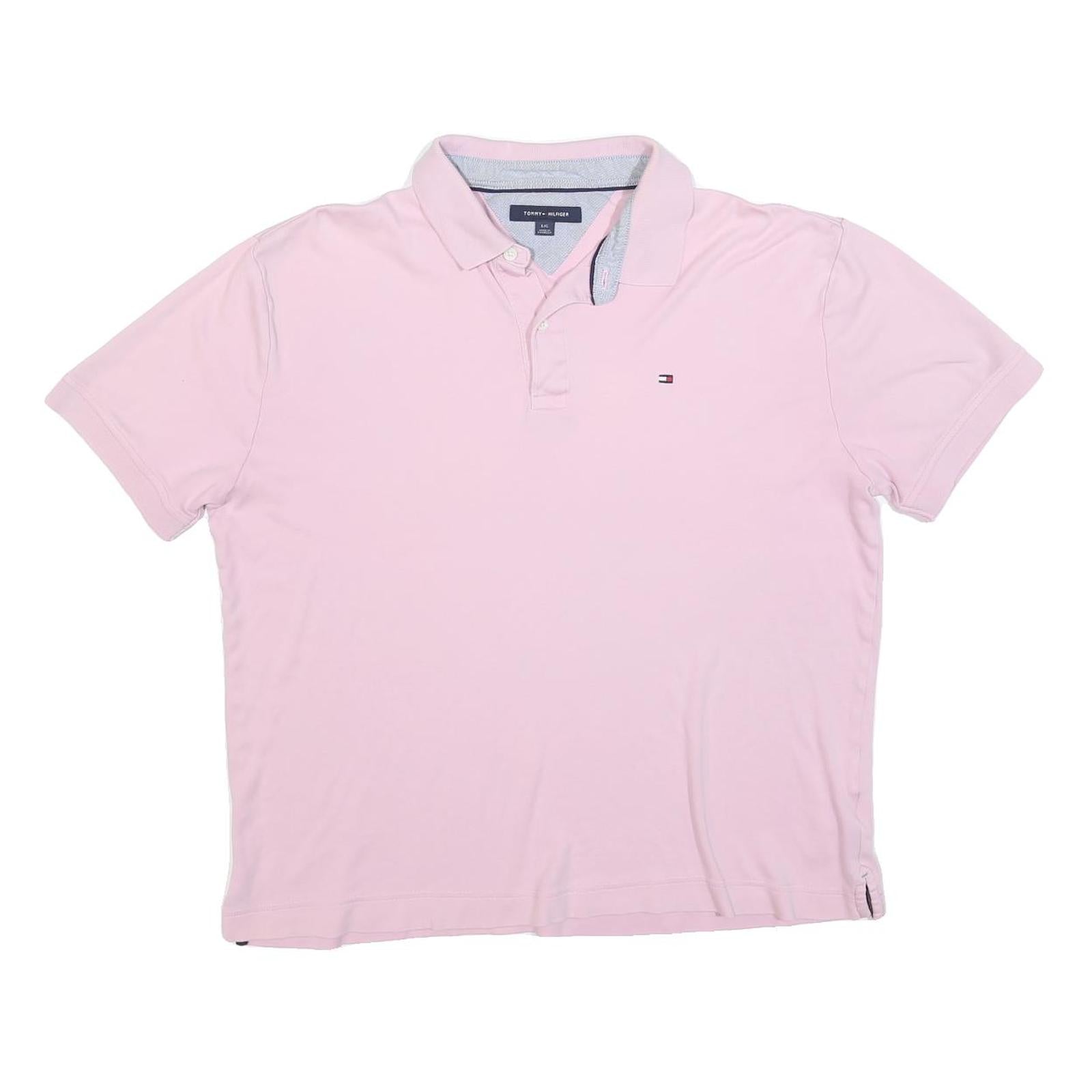 TOMMY HILFIGER Mens Pink Short Sleeve Plain Polo Shirt L Casual Cotton Blend Refurbished - N/A refurbished available on Cerqular