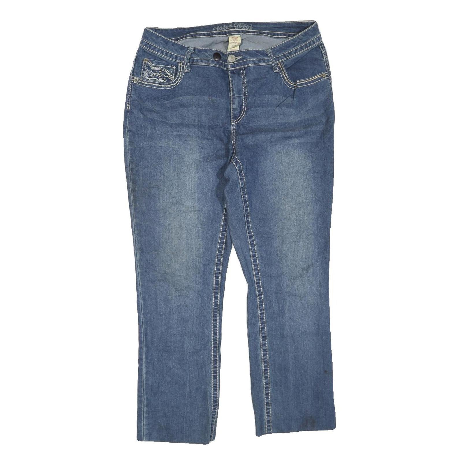 FADED GLORY Womens Regular Fit Blue Denim Jeans W36 L27 Embroidered Pocket Refurbished - N/A refurbished available on Cerqular