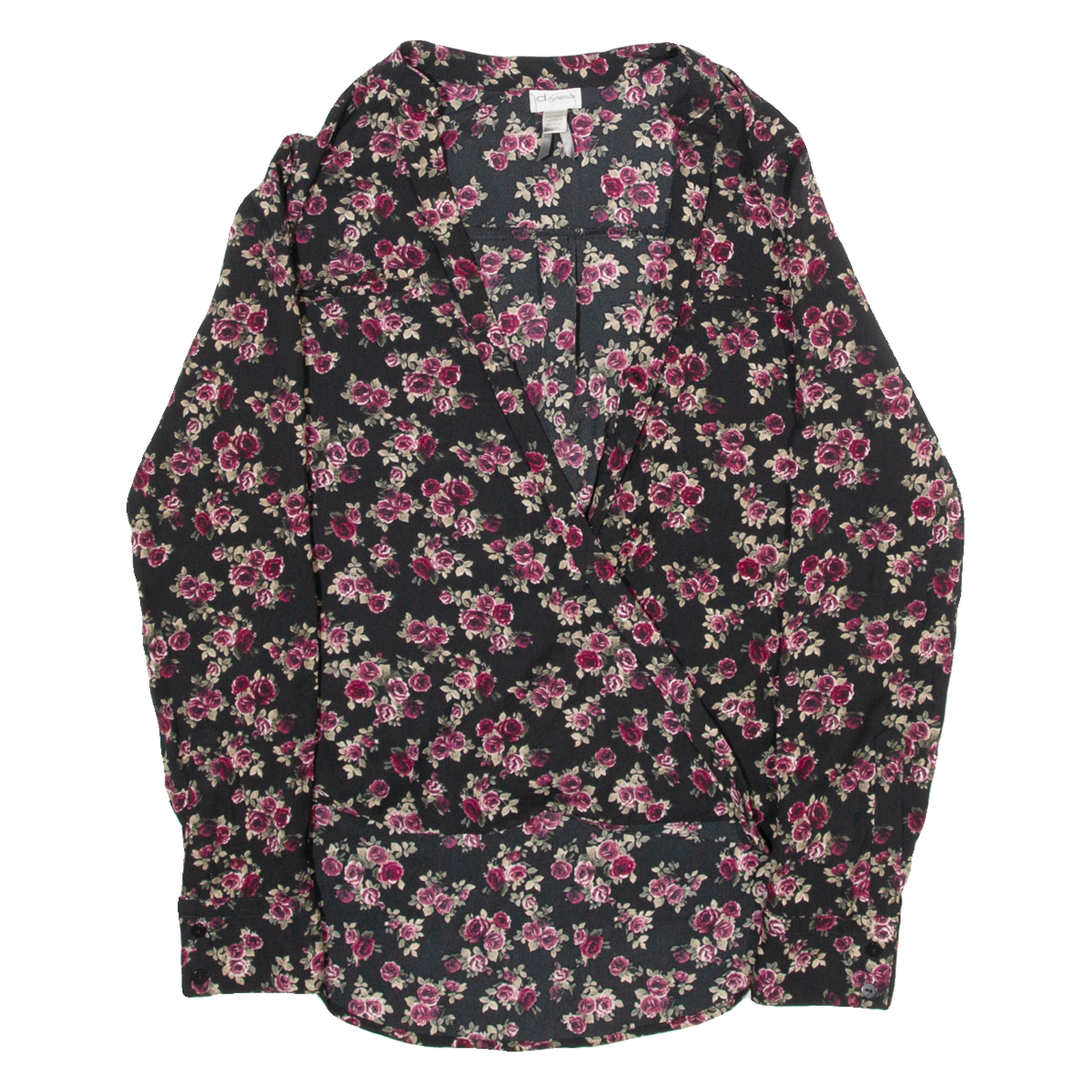 DYNAMITE Womens Wrap Blouse Pink V-Neck Long Sleeve Floral XXS Refurbished - N/A refurbished available on Cerqular