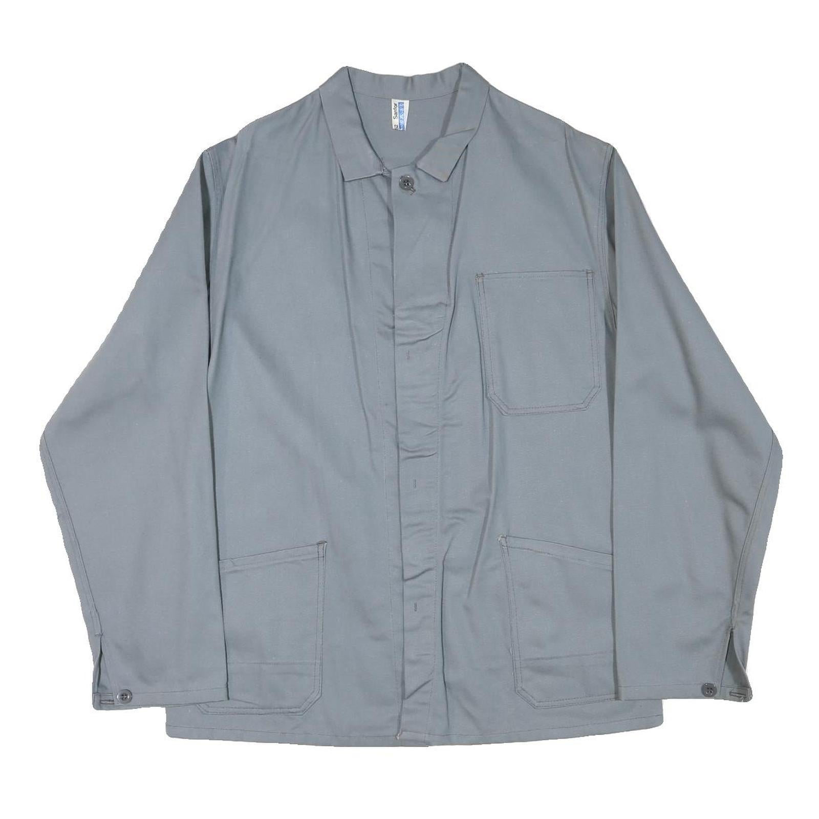 Mens Grey Cotton Blend Button Jacket L Plain Button Closure Classic Fit Refurbished - N/A refurbished available on Cerqular