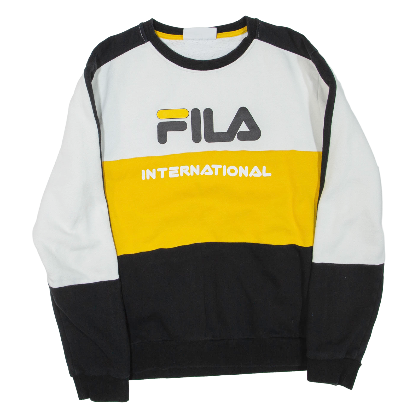 FILA Colourblock Mens Sweatshirt Black Crew Neck M Refurbished - N/A refurbished available on Cerqular