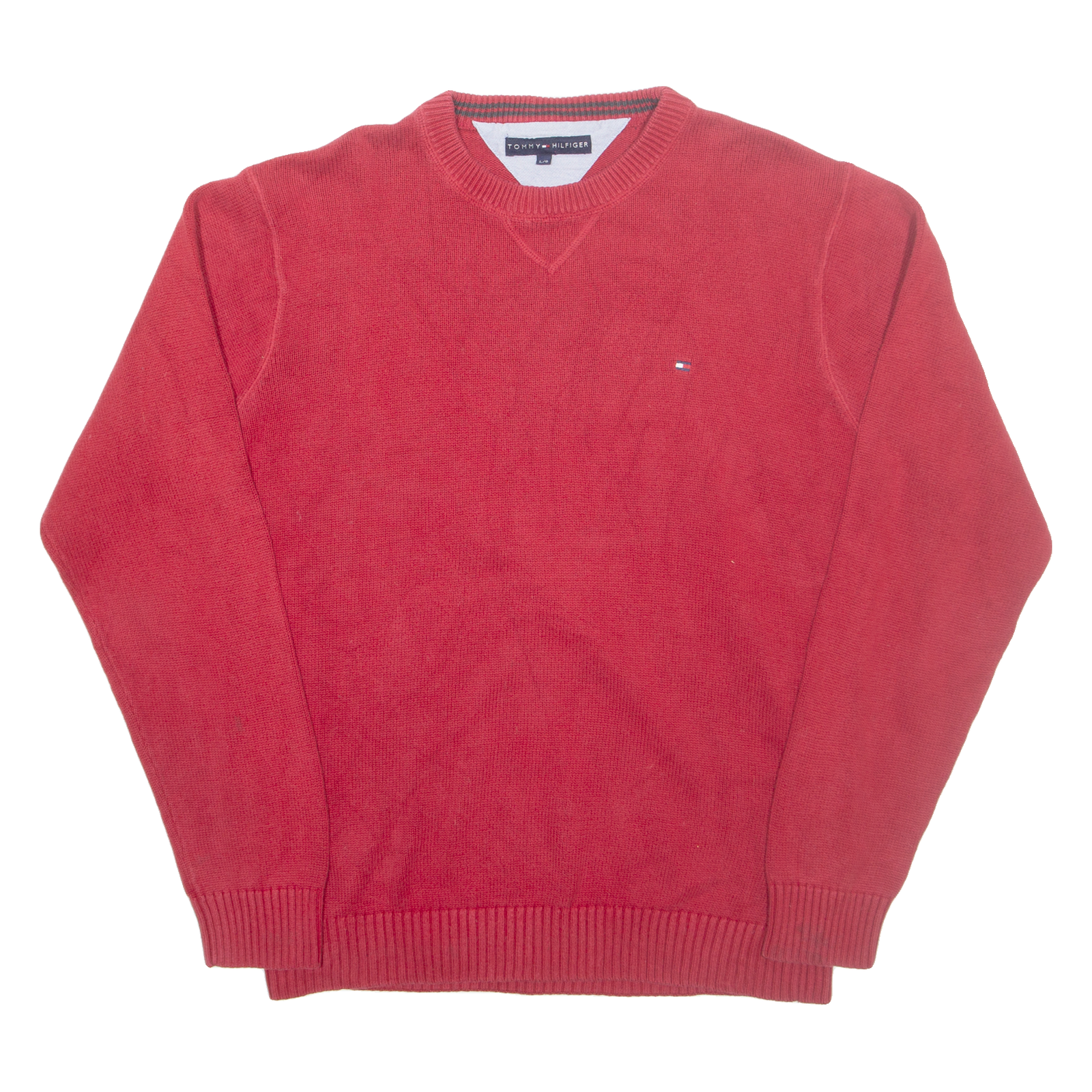 TOMMY HILFIGER Mens Jumper Red Tight Knit L Refurbished - N/A refurbished available on Cerqular