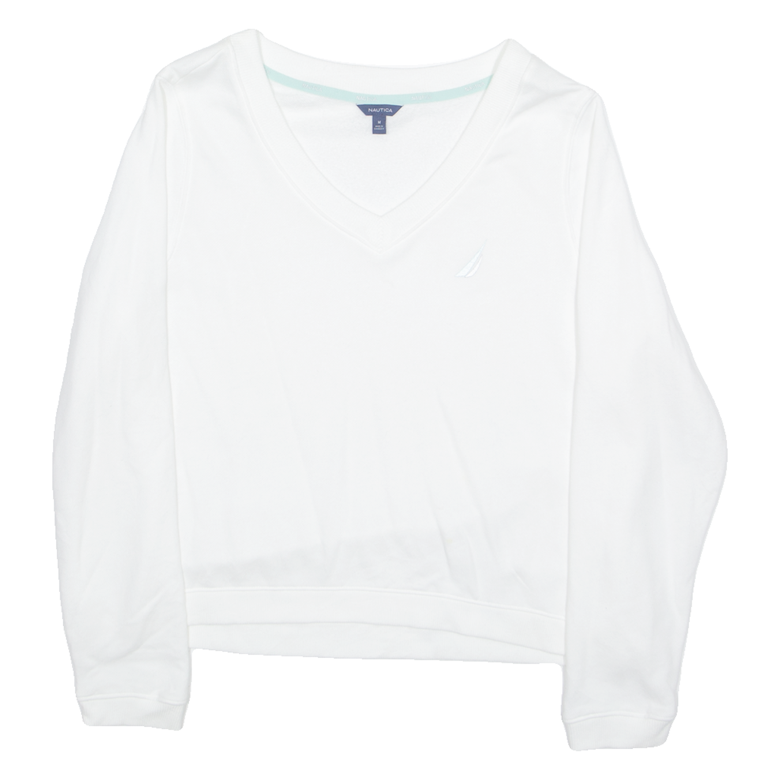 NAUTICA Womens Sweatshirt White V-Neck M Refurbished - N/A refurbished available on Cerqular