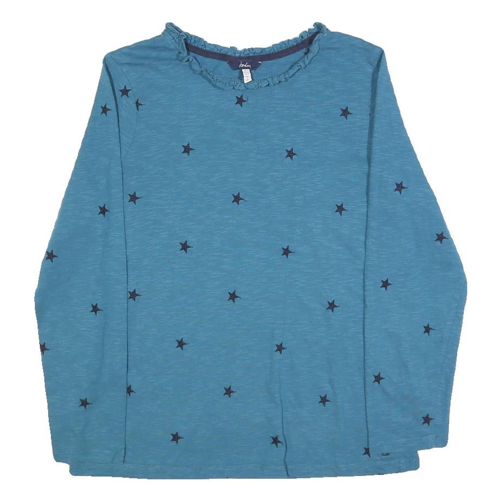 JOULES Womens Blue Printed Long Sleeve Round Neck UK 12 Cotton Blend Top Refurbished - N/A refurbished available on Cerqular