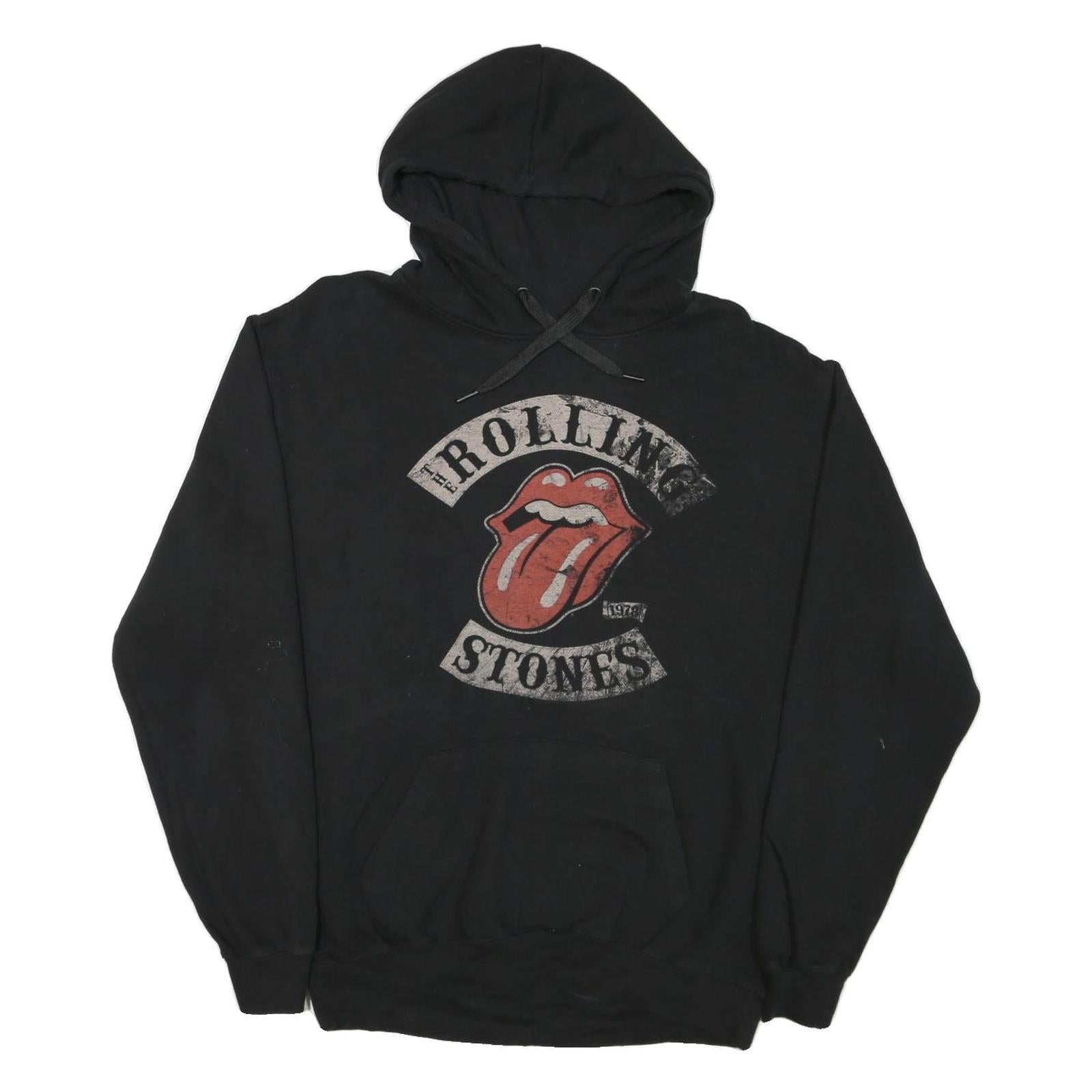 THE ROLLING STONES Mens Black Hoodie XL Cotton Blend Band Logo Pullover Refurbished - N/A refurbished available on Cerqular