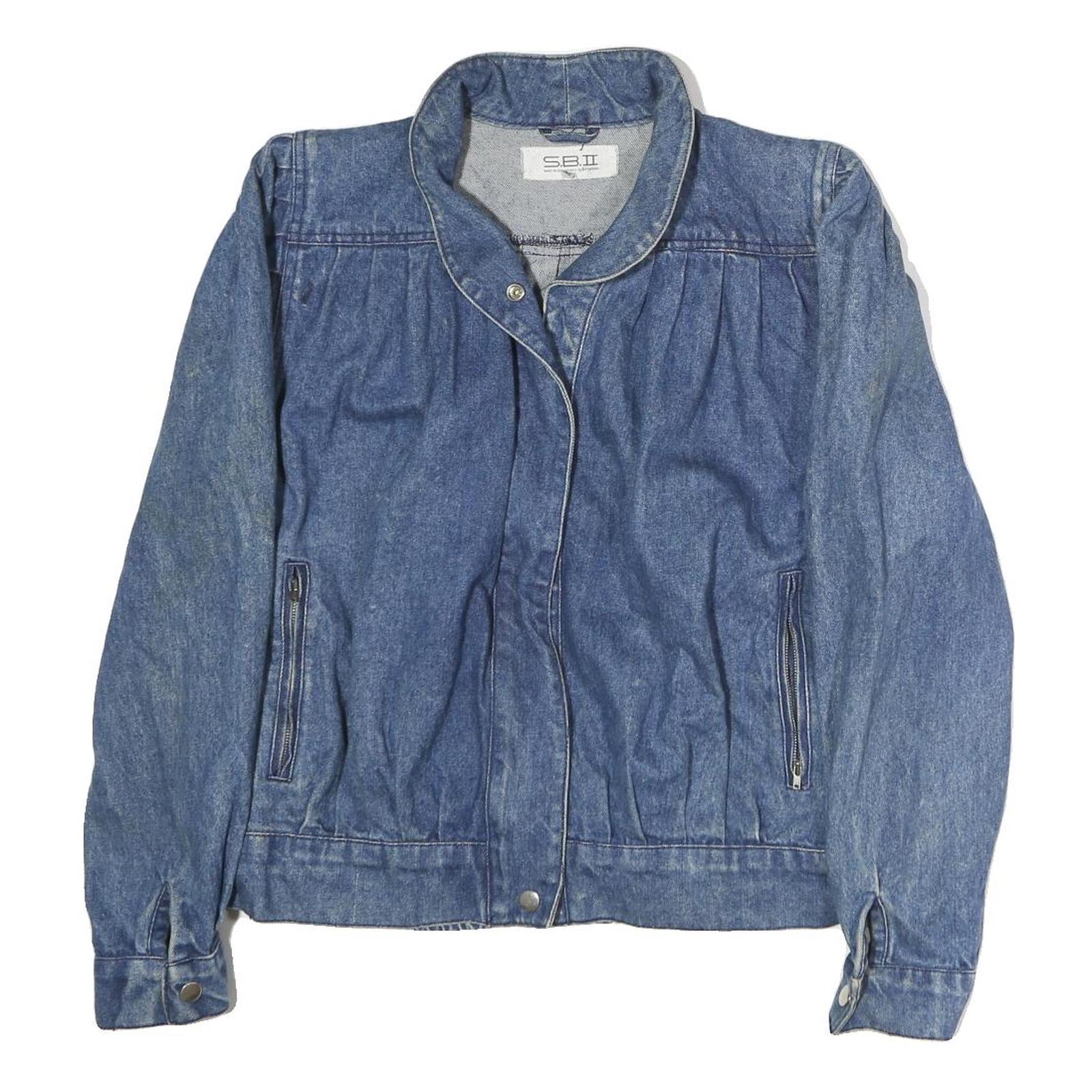 SB.II Womens Blue Denim Cotton Jacket L Button Plain Horse Graphic Refurbished - N/A refurbished available on Cerqular