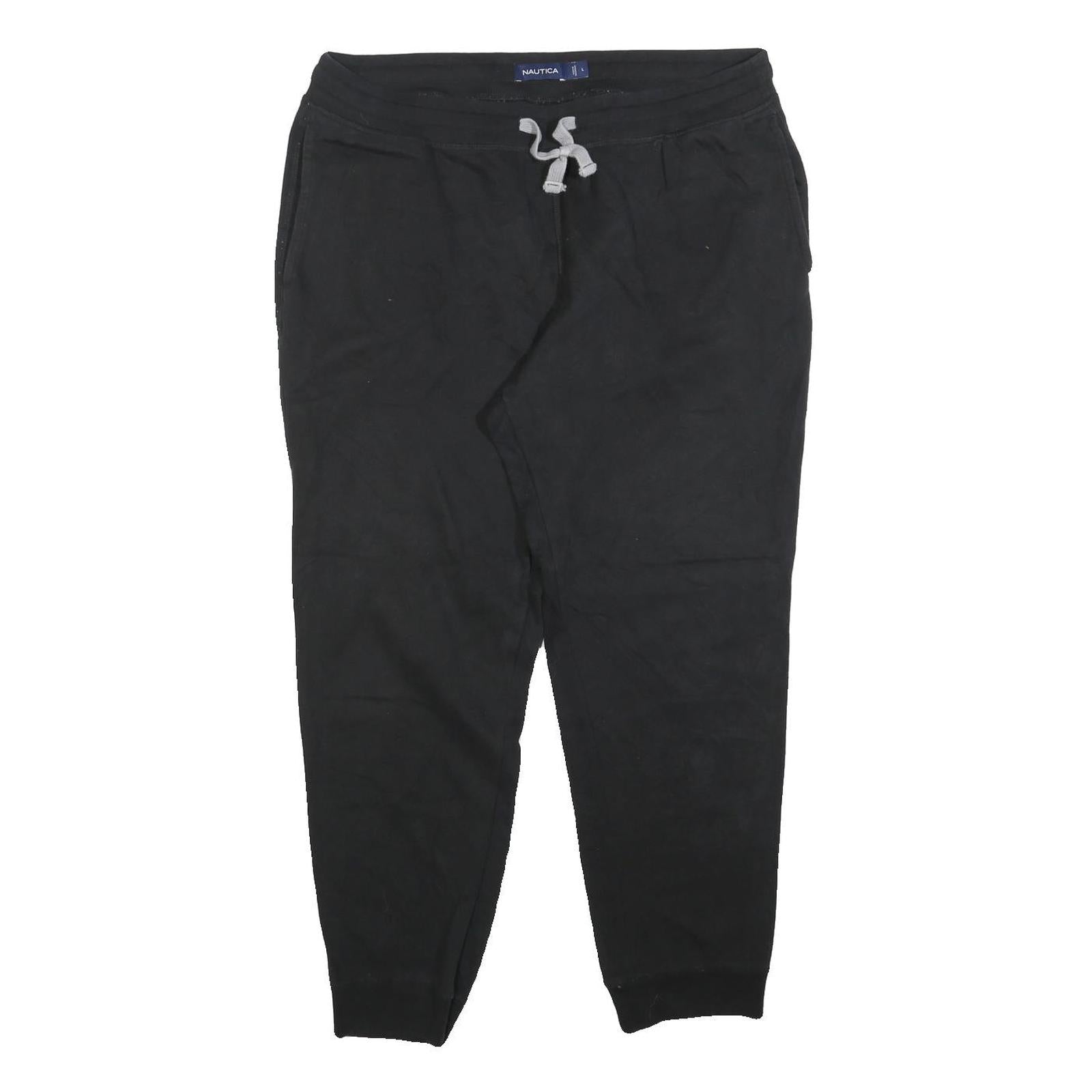 NAUTICA Mens Joggers Black L W34 L27 Cotton Blend Relaxed Tapered Drawstring Refurbished - N/A refurbished available on Cerqular