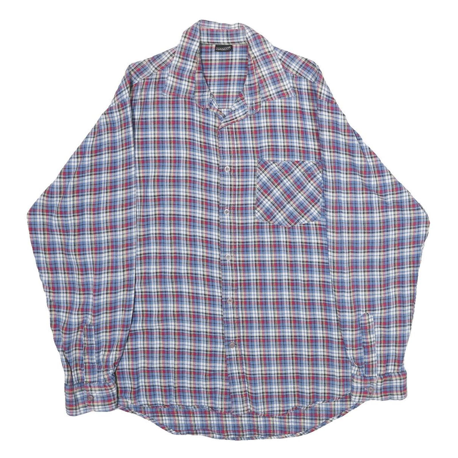 HANCO Mens Blue & Red Check Shirt L Cotton Long Sleeve Casual Button Up Refurbished - N/A refurbished available on Cerqular