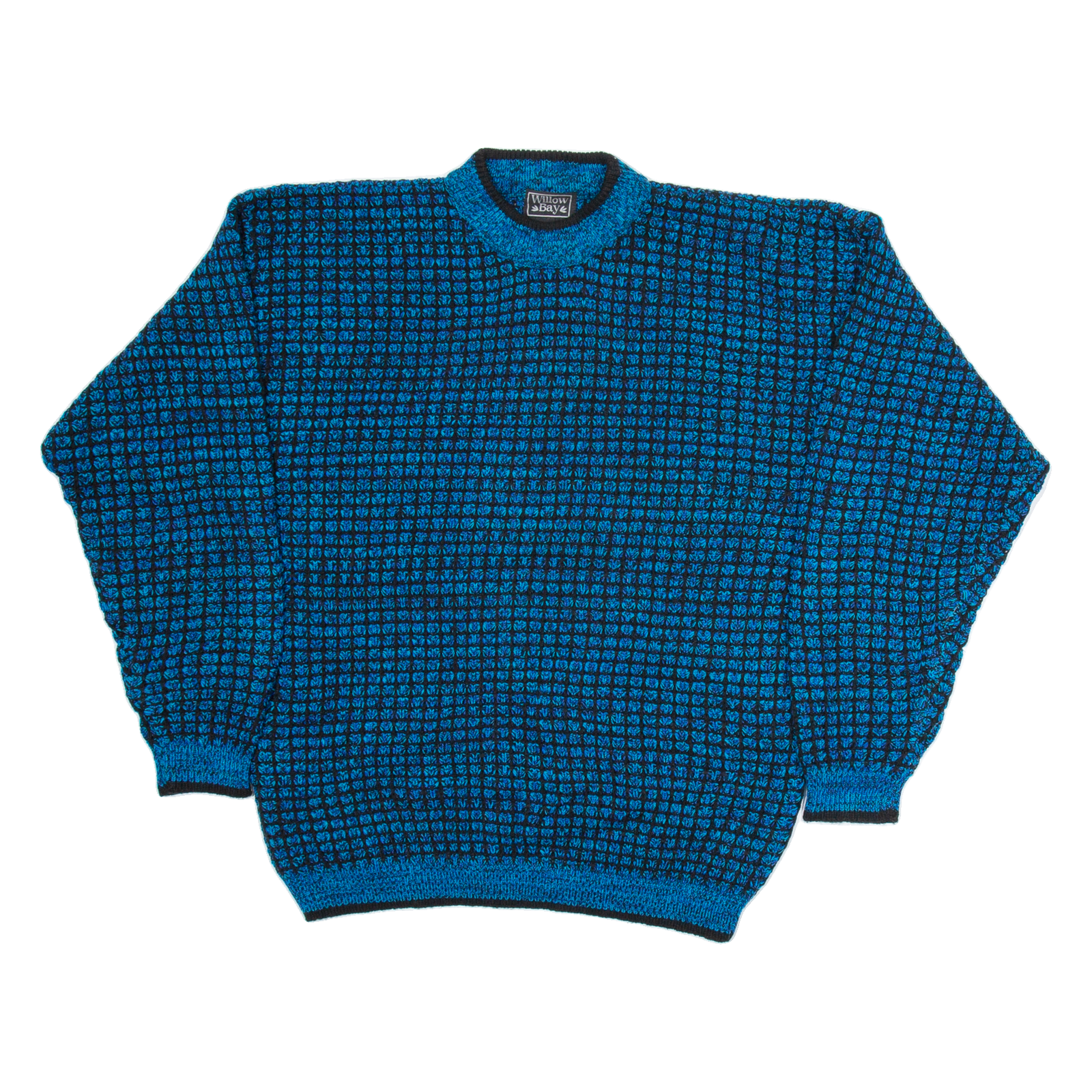 WILLOW BAY Mens Patterned Jumper Blue Check Tight Knit XL Refurbished - N/A refurbished available on Cerqular