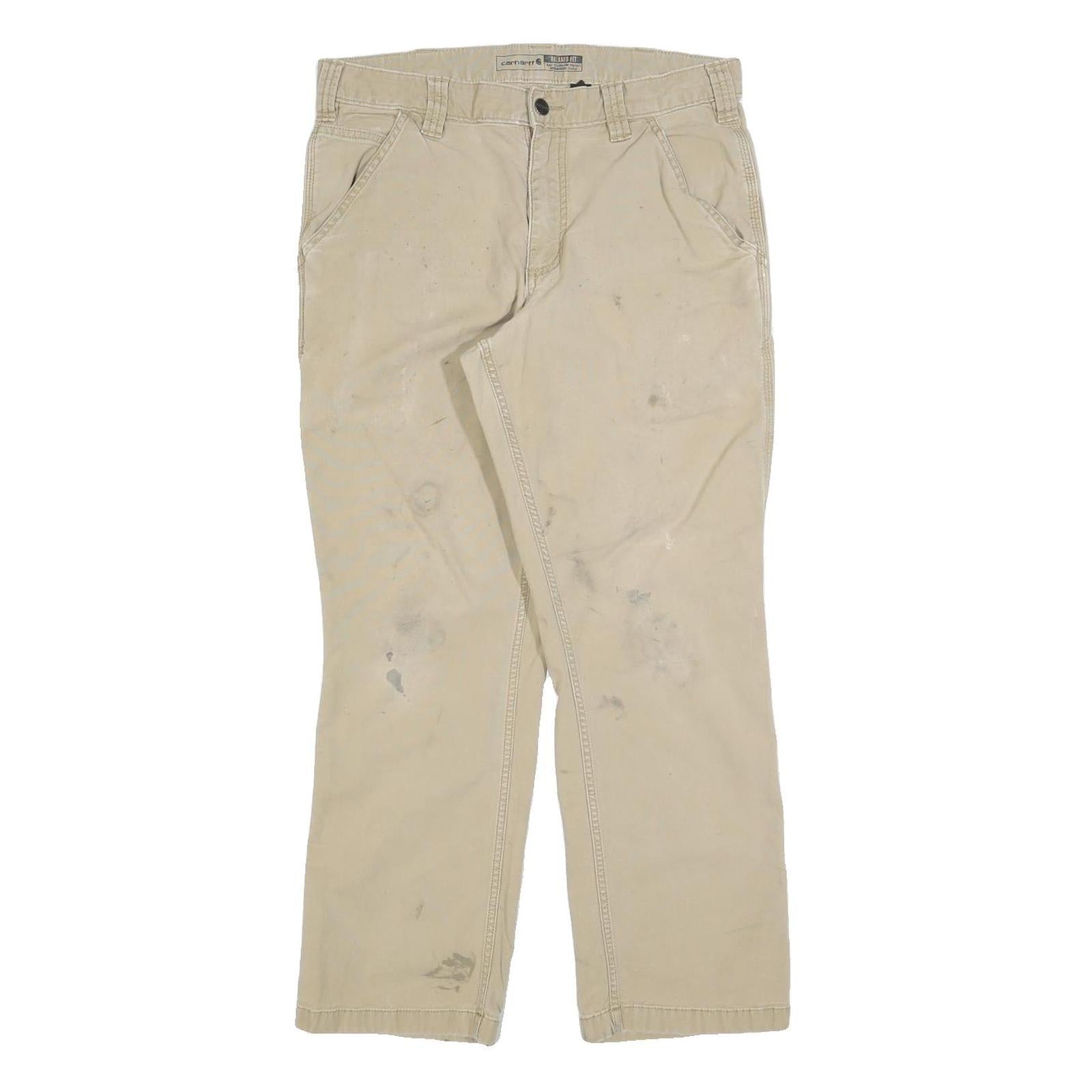 CARHARTT Mens Cotton Blend Beige Relaxed Straight Trousers W32 L27 Workwear Refurbished - N/A refurbished available on Cerqular