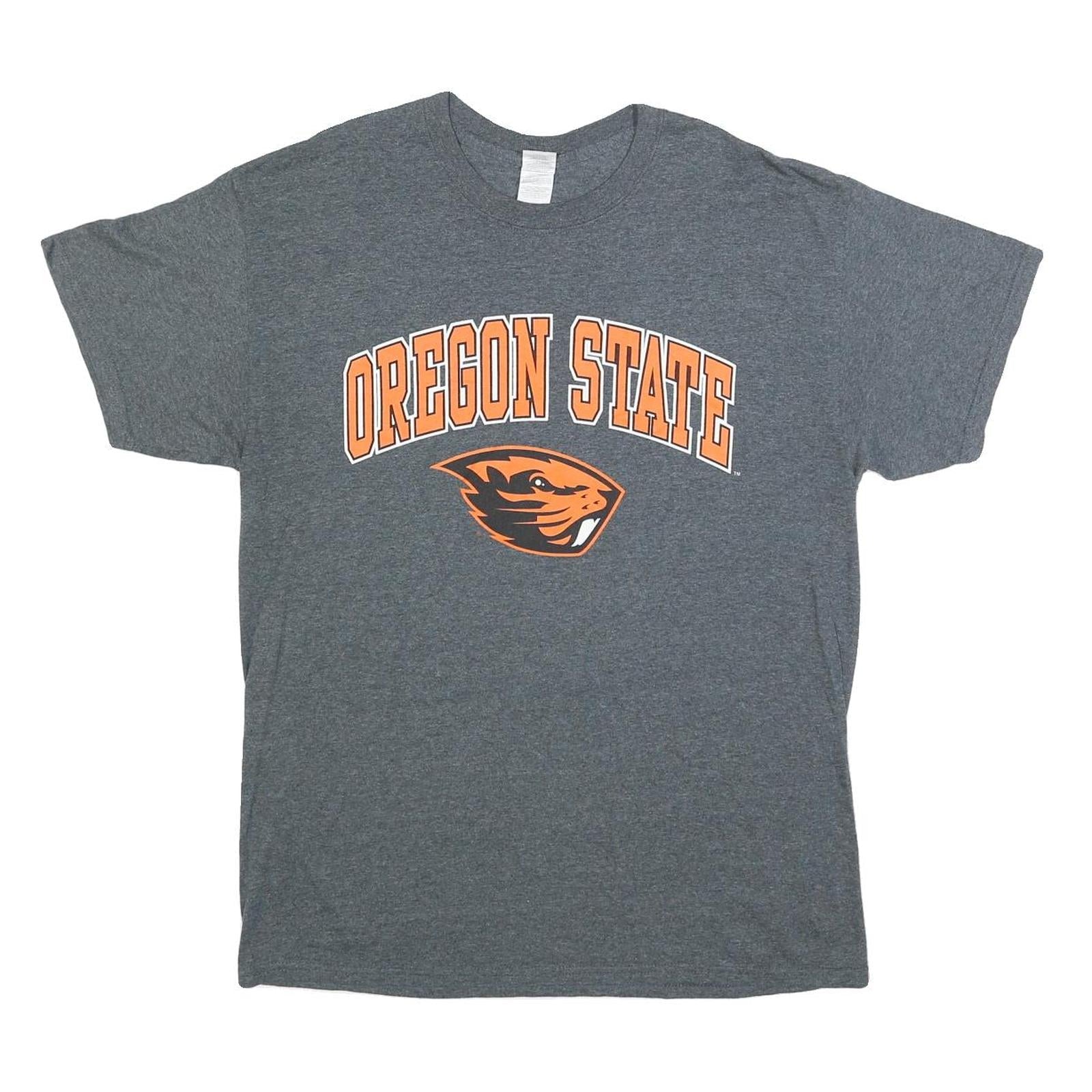 GILDAN Mens Grey Oregon State Graphic T-Shirt L Short Sleeve Crew Neck Printed Refurbished - N/A refurbished available on Cerqular