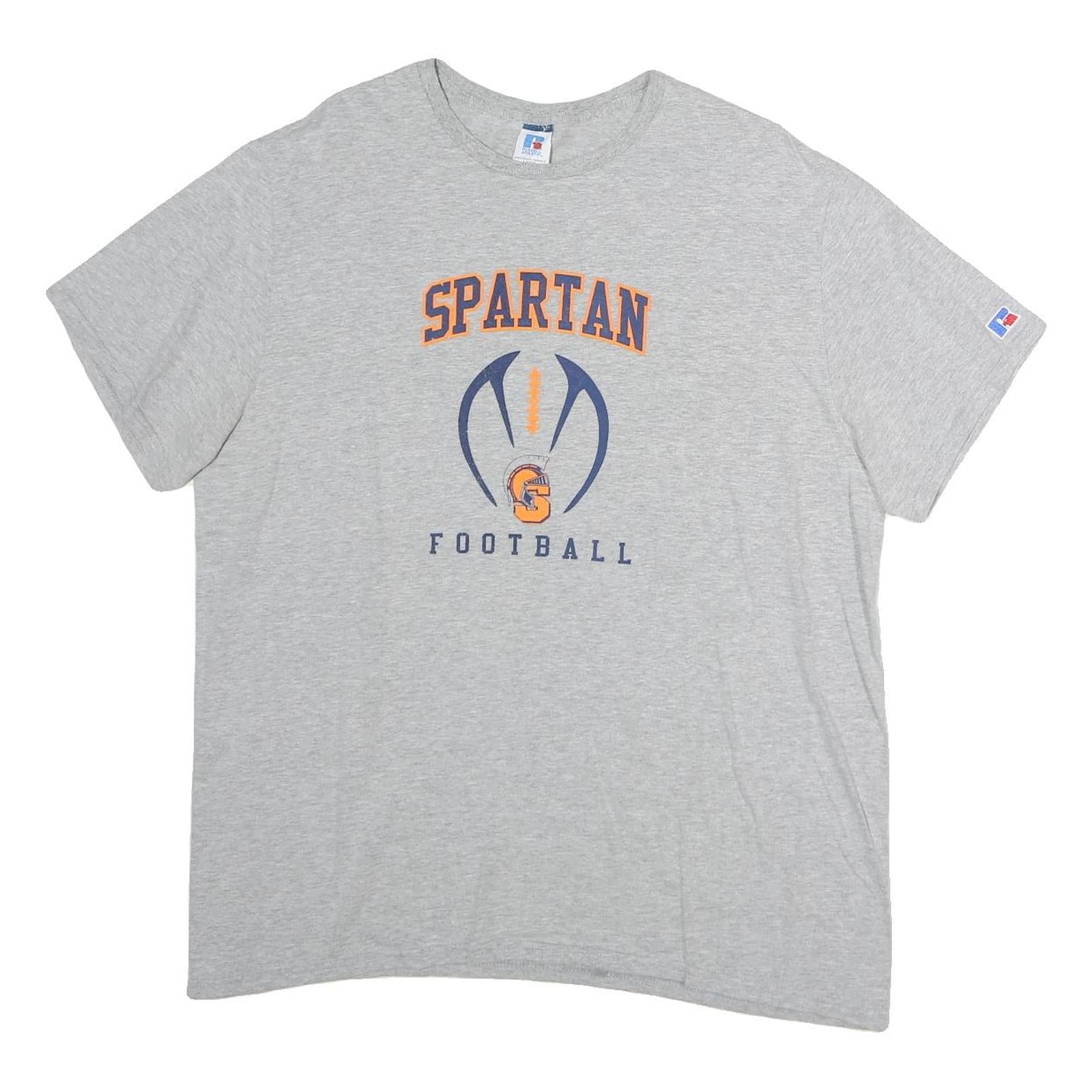 RUSSELL ATHLETIC Mens Grey Spartan Football Graphic T-Shirt XL Short Sleeve Crew Refurbished - N/A refurbished available on Cerqular