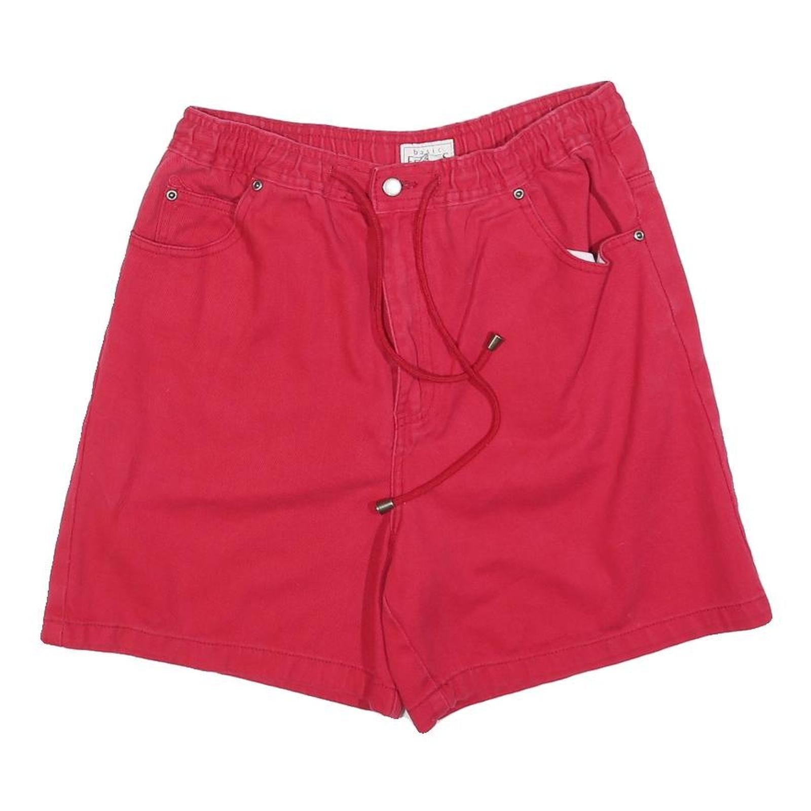 BASIC EDITIONS Womens Shorts Red Cotton Blend Casual S W28 Drawstring Pocket Refurbished - N/A refurbished available on Cerqular