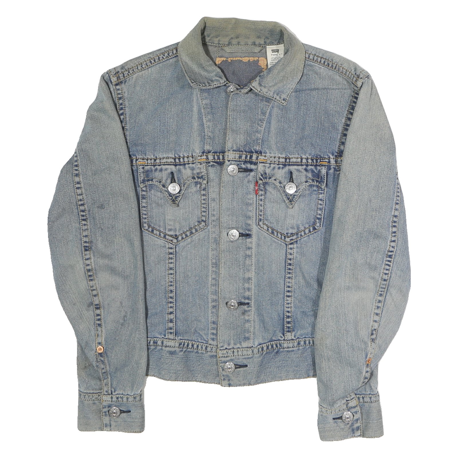LEVI'S Mens Blue Cotton Denim Jacket S Classic Button Closure Western Refurbished - N/A refurbished available on Cerqular