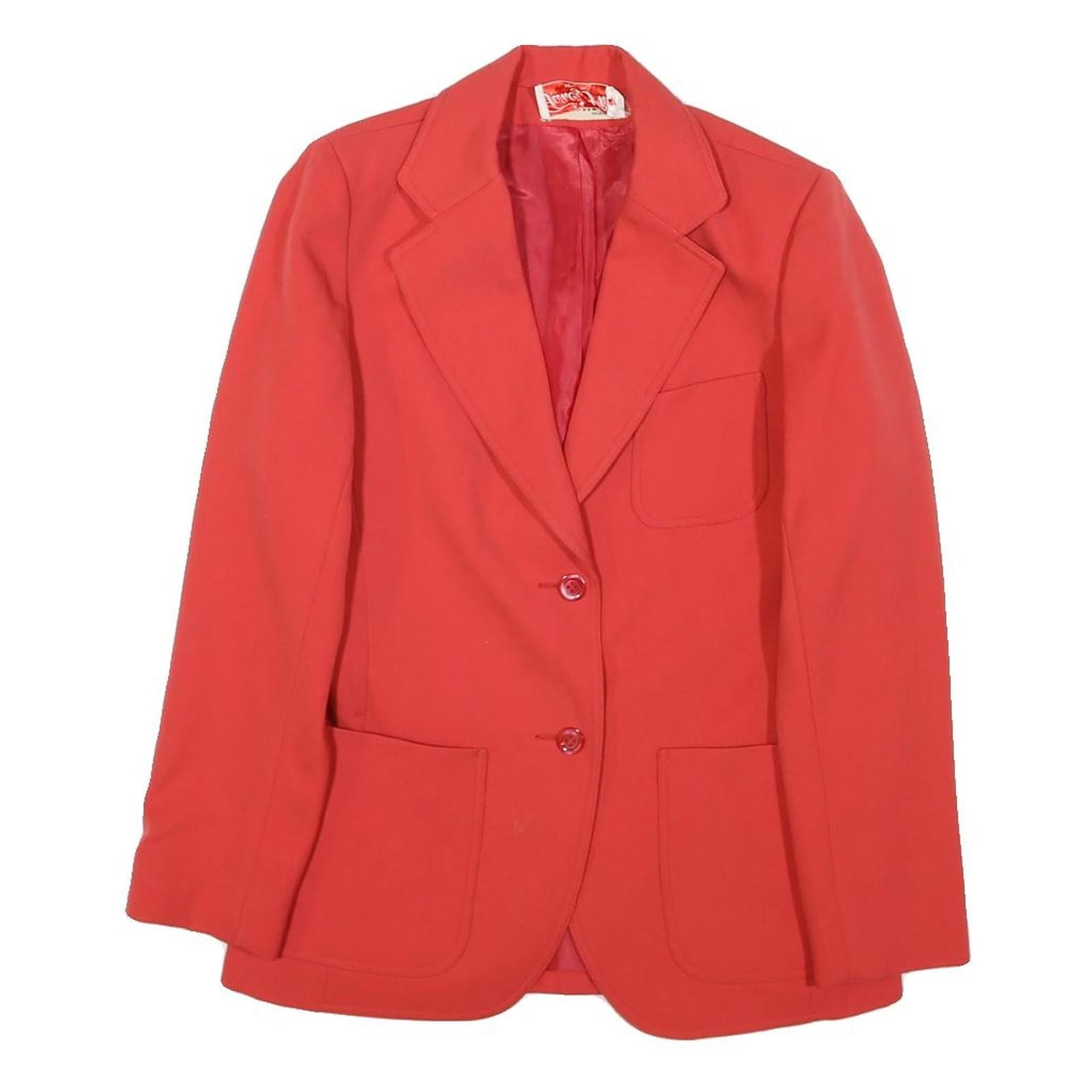 AROMA PARIS Womens Red Blazer Jacket M Woven Button Closure Classic Fit Refurbished - N/A refurbished available on Cerqular
