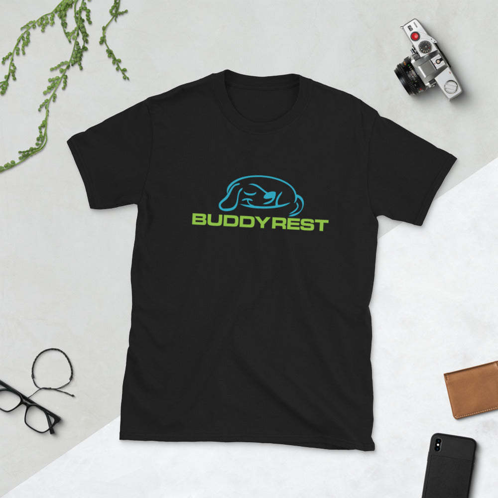 BuddyRest Short-Sleeve Unisex T-Shirt | Color: White | Size: S Refurbished - Buddy Brands refurbished available on Cerqular