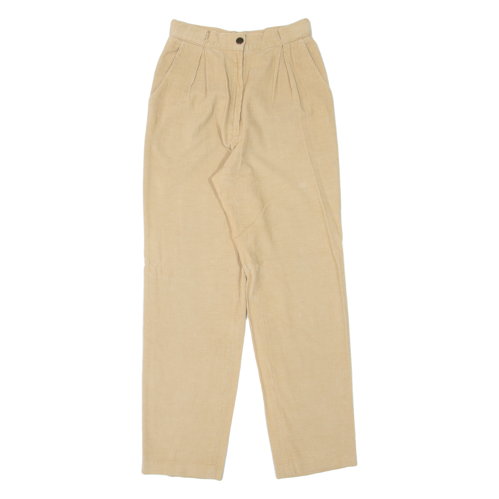 ELLE EVE Pleated Womens Corduroy Trousers Beige Regular Mom 90s W24 L29 Refurbished - N/A refurbished available on Cerqular