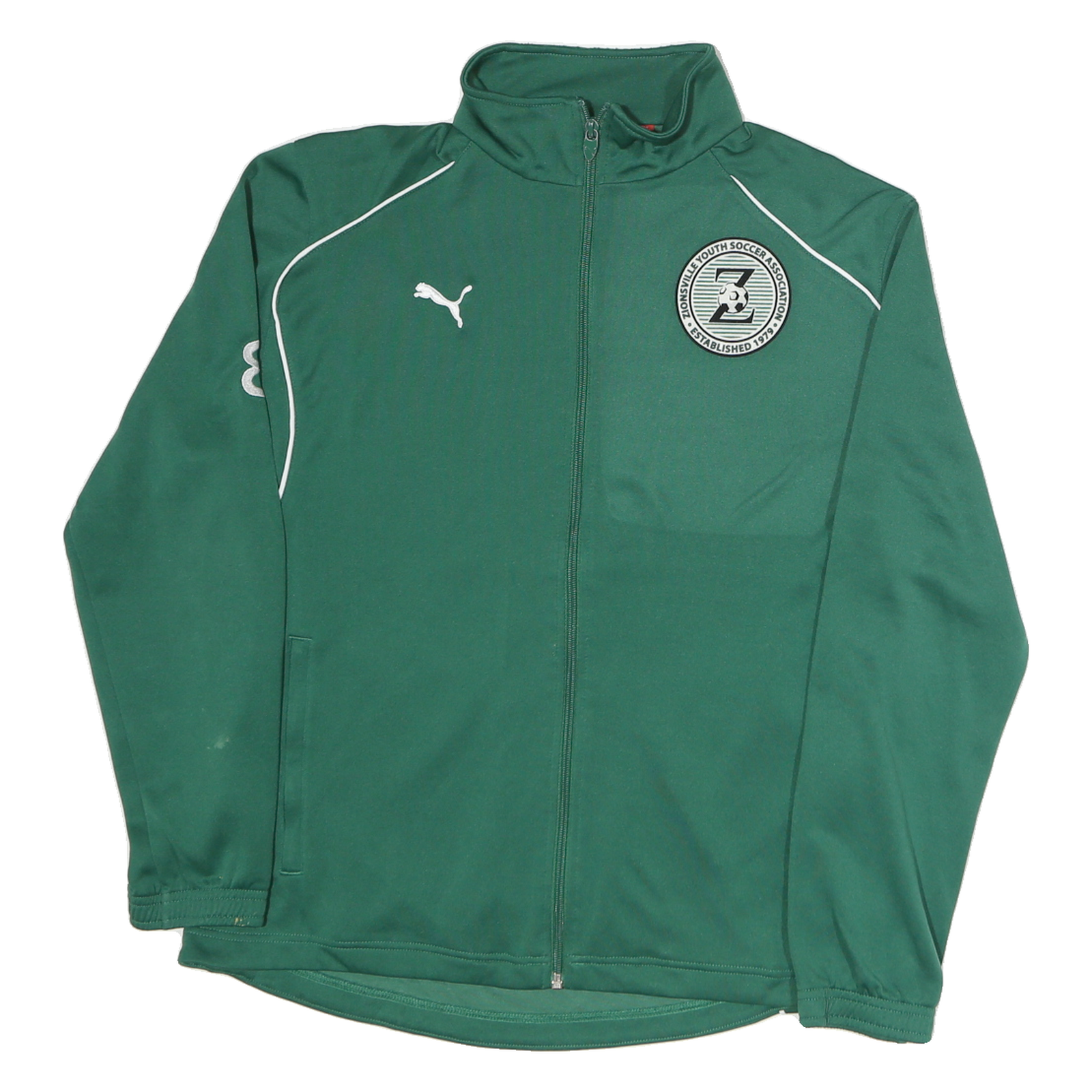 PUMA Mens Green Soccer Club Logo Track Jacket S Polyester Zip Sportswear Refurbished - N/A refurbished available on Cerqular