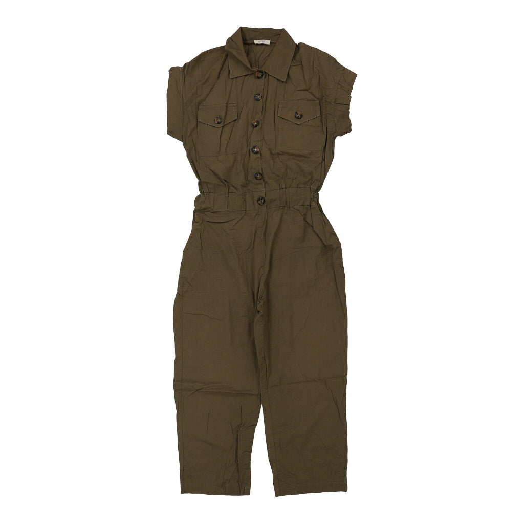 Nana Jumpsuit - Medium Khaki Cotton Refurbished - Thrifted (note: this is a term often used to describe second- refurbished available on Cerqular