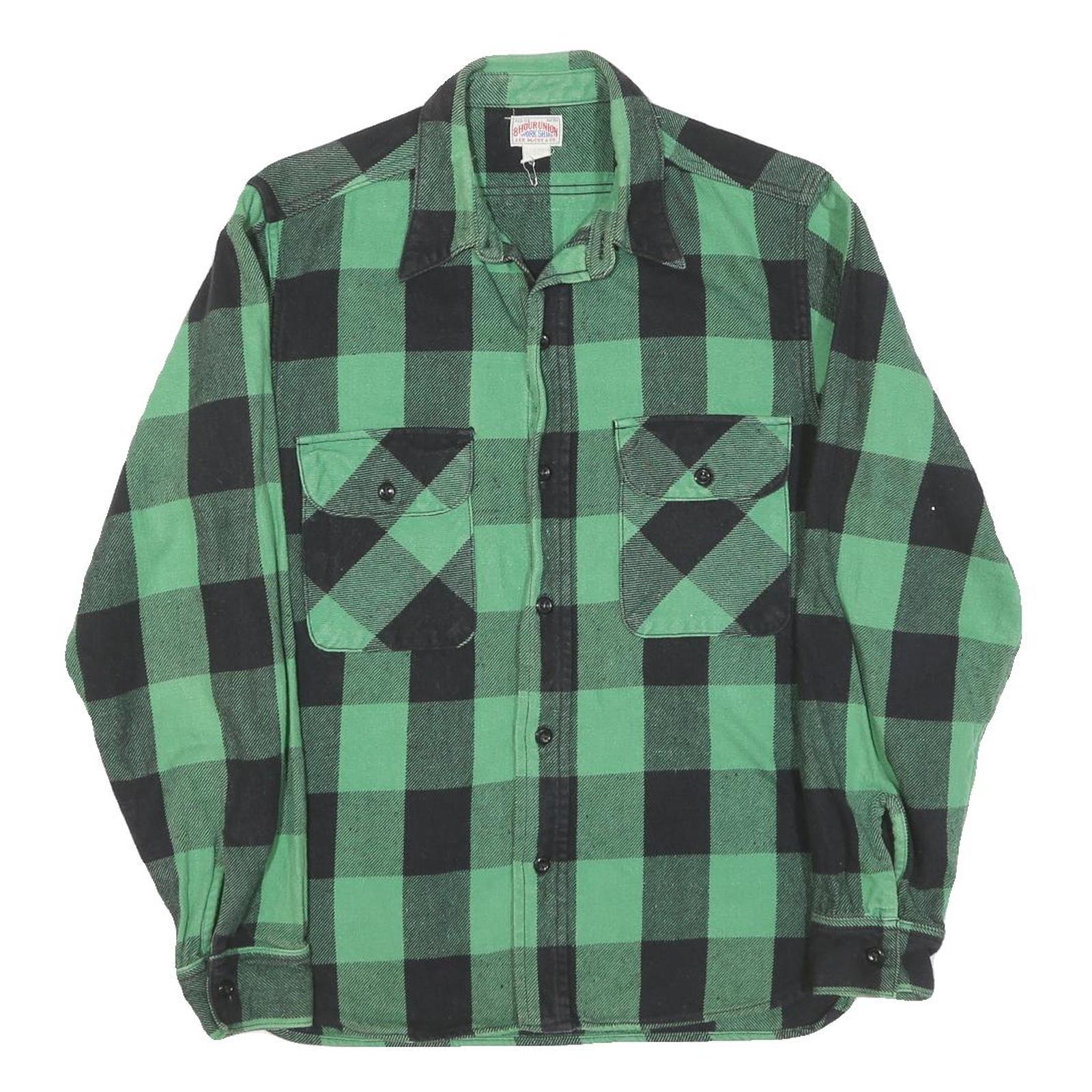 Mens Green & Black Check Cotton Shirt S Classic Lumberjack Style Casual Wear Refurbished - N/A refurbished available on Cerqular