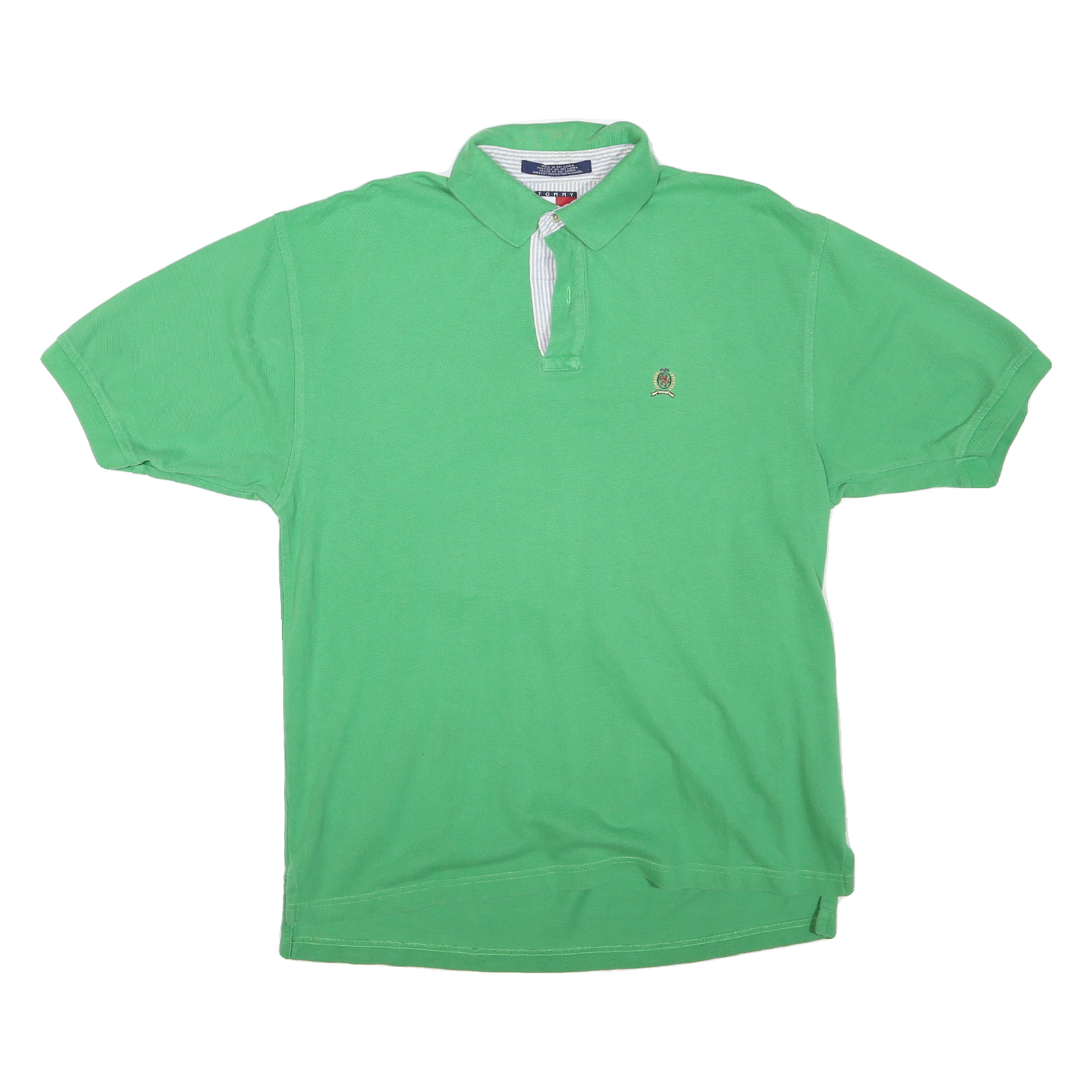 TOMMY HILFIGER Mens Green Polo Shirt L Cotton Blend Short Sleeve Crest Logo Refurbished - N/A refurbished available on Cerqular