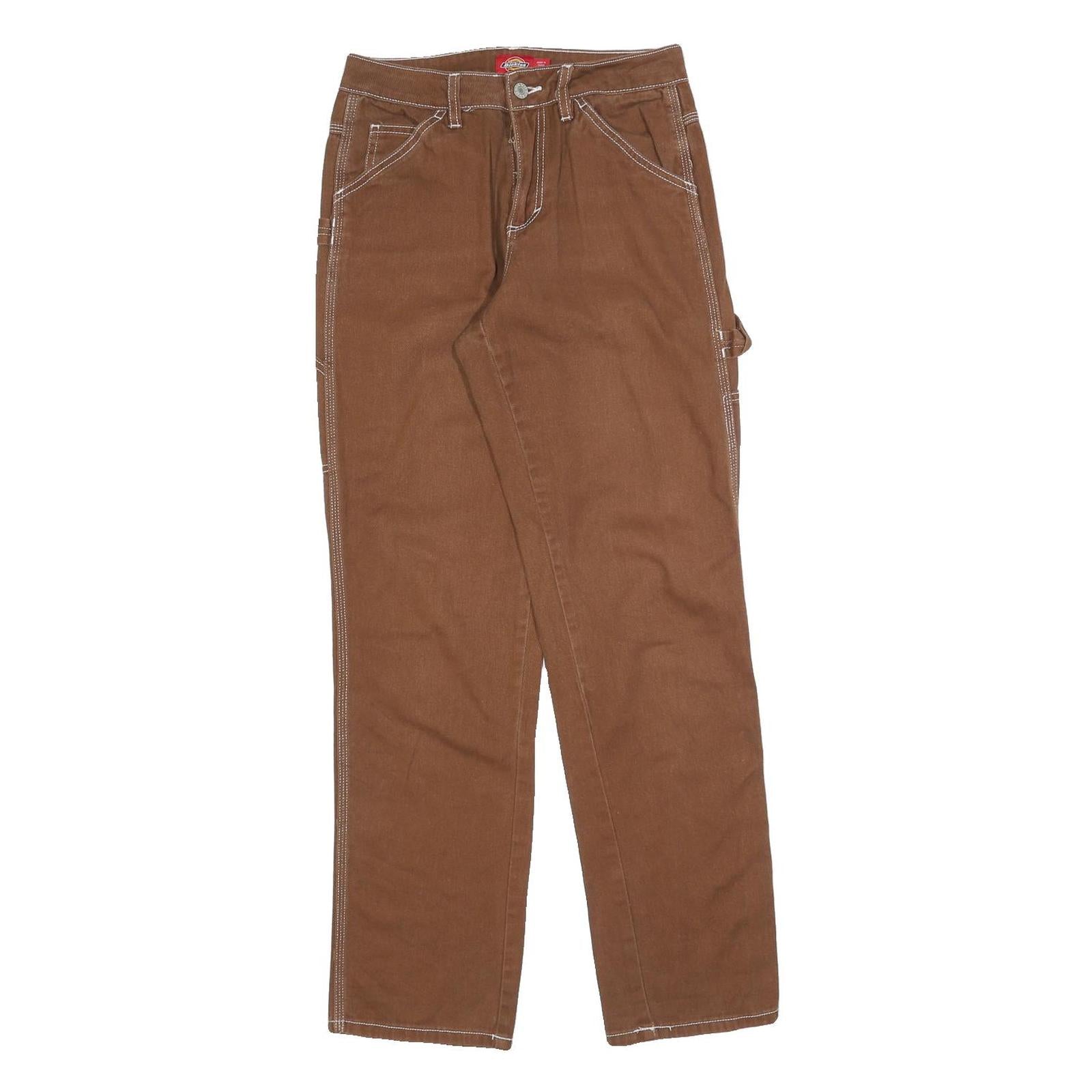 DICKIES Mens Cotton Blend Brown Regular Straight Trousers W27 L30 Workwear Refurbished - N/A refurbished available on Cerqular