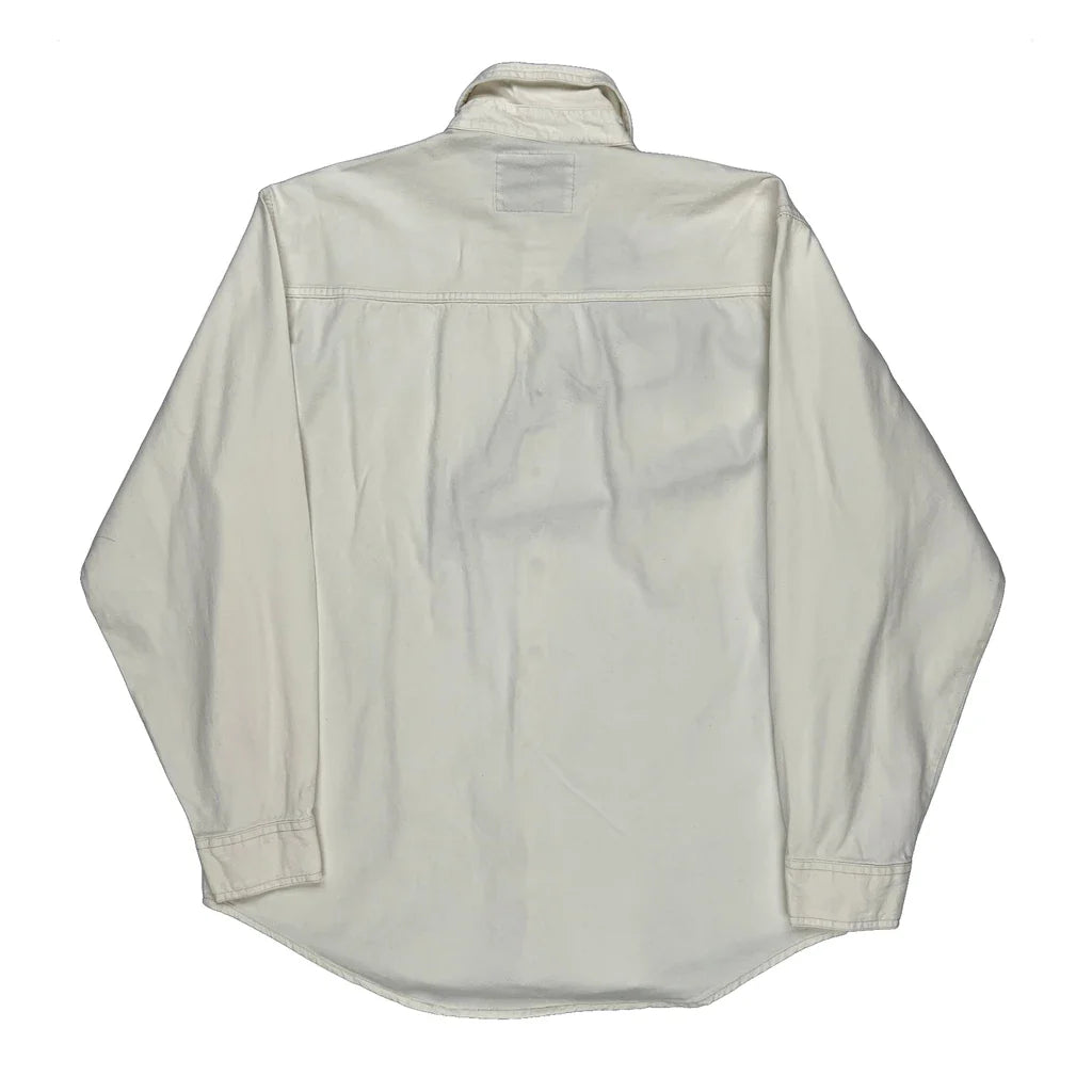 Levis Denim Shirt - Medium White Cotton Refurbished - Thrifted (note: this is a term often used to describe second- refurbished available on Cerqular