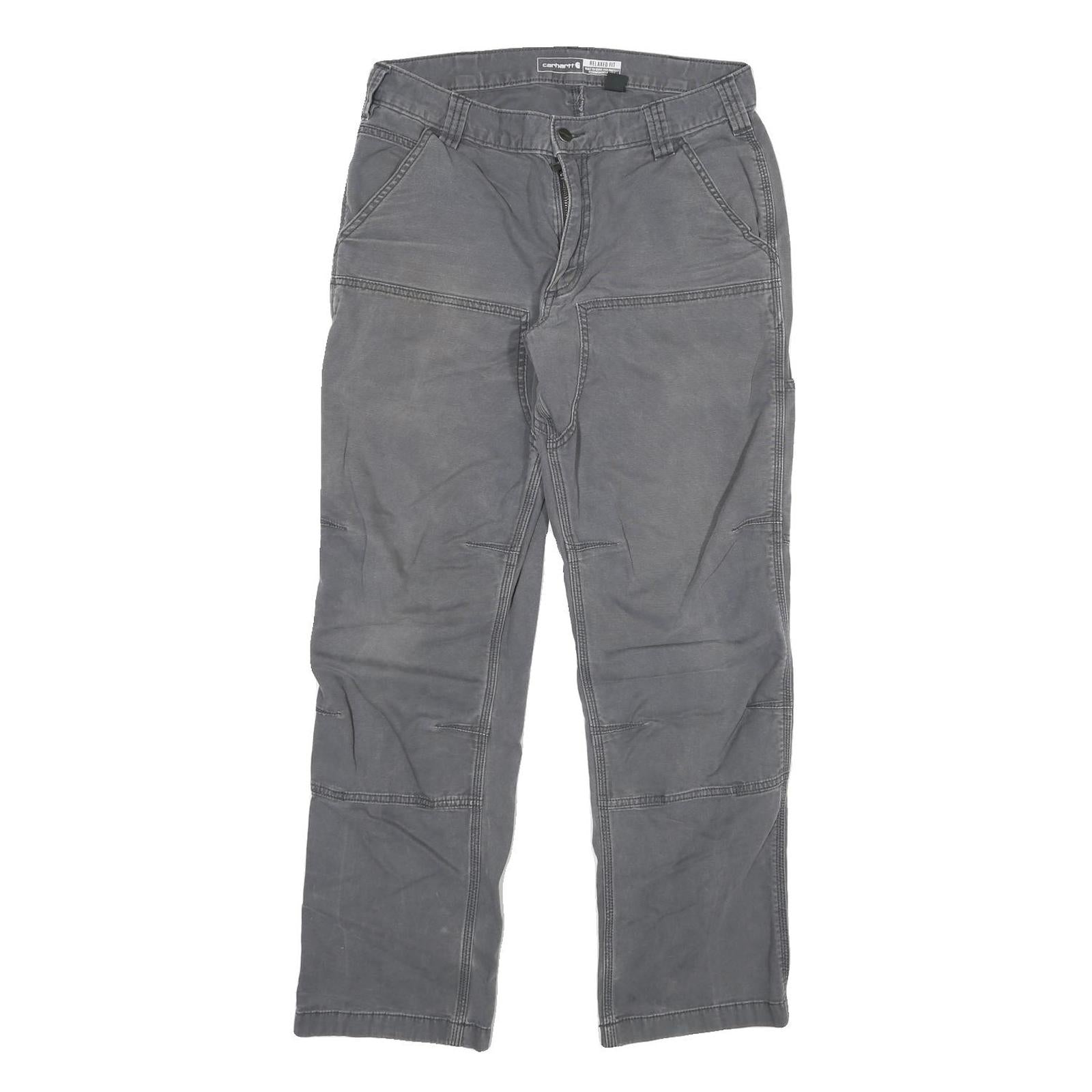 CARHARTT Mens Relaxed Grey Cotton Blend Trouser W30 L29 Workwear Zip Closure Refurbished - N/A refurbished available on Cerqular