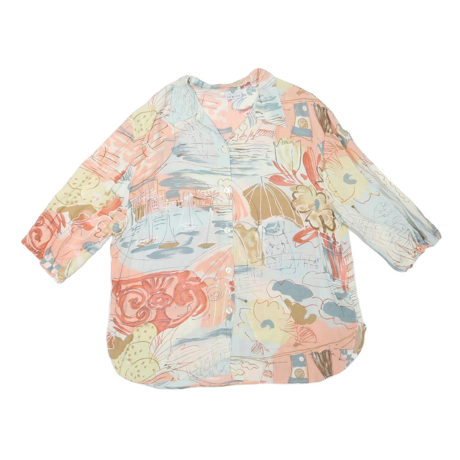 PREMIER Womens Pastel Pink & Blue Printed Shirt L Lightweight Relaxed Fit Refurbished - N/A refurbished available on Cerqular