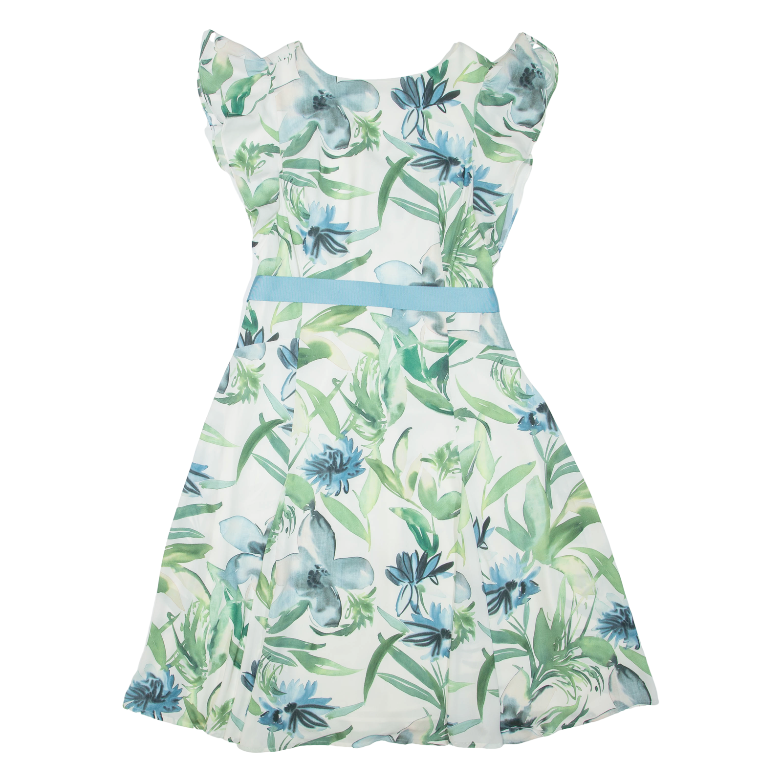 PHASE EIGHT Belted Womens Day Dress White Floral Sleeveless Knee Length UK 12 Refurbished - N/A refurbished available on Cerqular