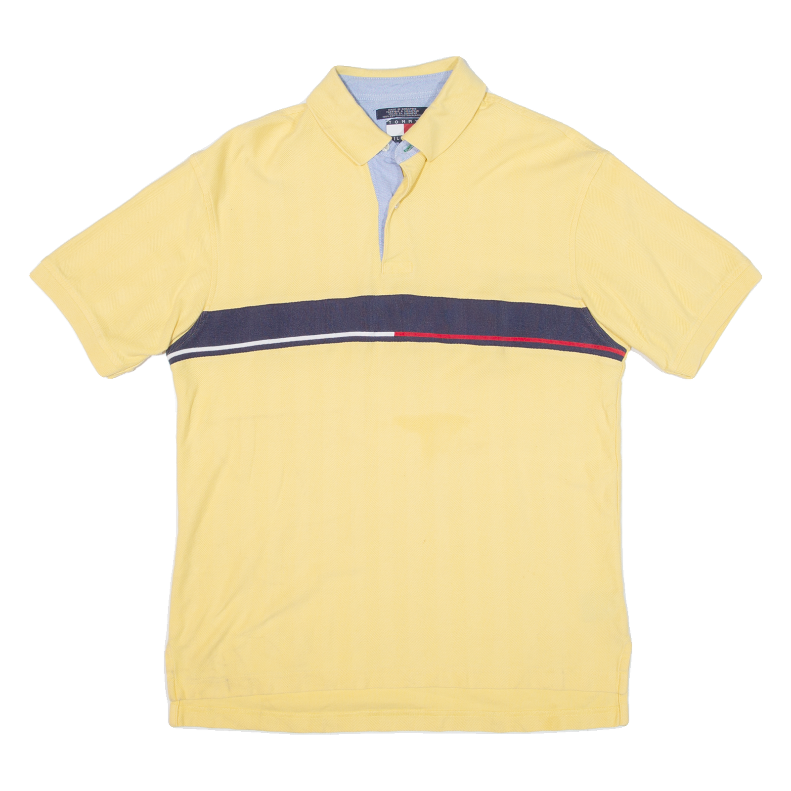 TOMMY HILFIGER Mens Polo Shirt Yellow Striped M Refurbished - N/A refurbished available on Cerqular