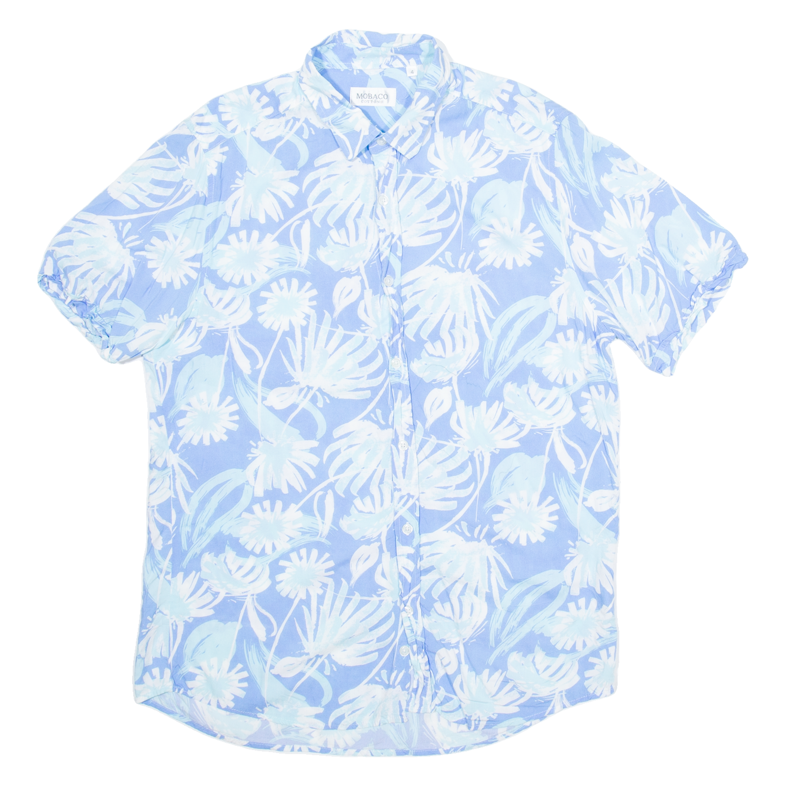 MOBACO Mens Hawaiian Shirt Blue Viscose Floral M Refurbished - N/A refurbished available on Cerqular