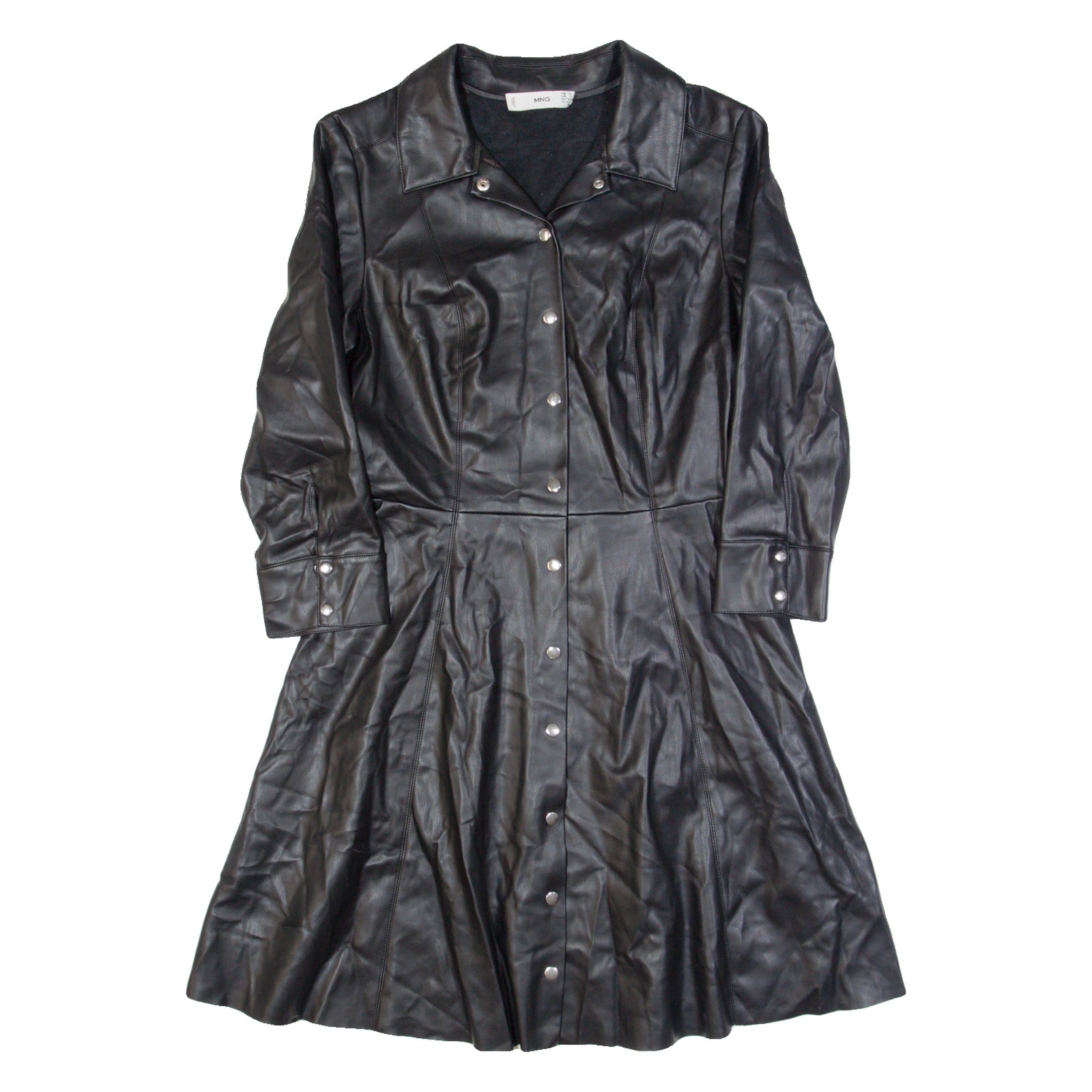 MANGO Womens Skater Dress Black Long Sleeve Knee Length XS Refurbished - N/A refurbished available on Cerqular