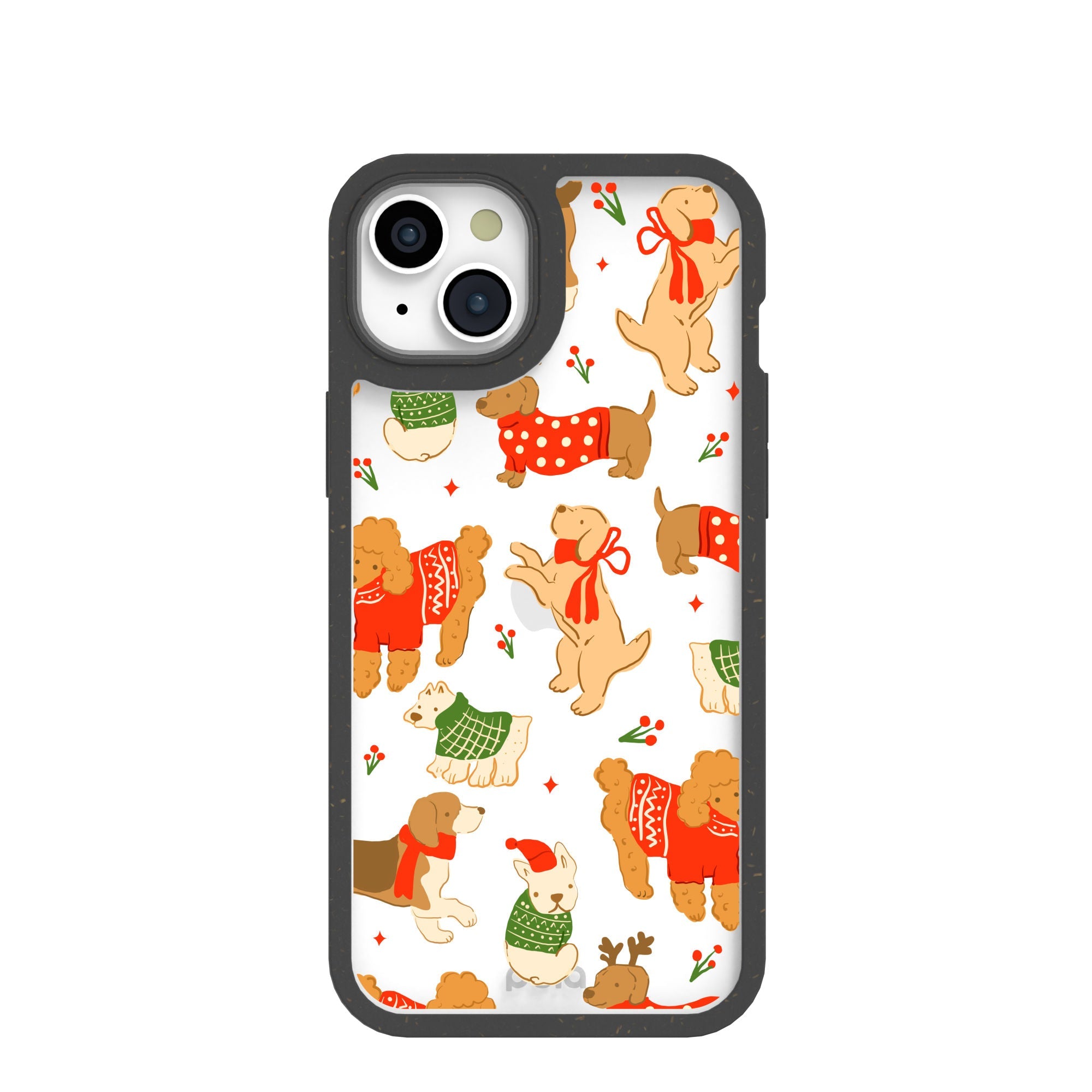 Clear Jolly Doggos iPhone 15 Plus Case With Black Ridge Refurbished - Pela Case refurbished available on Cerqular