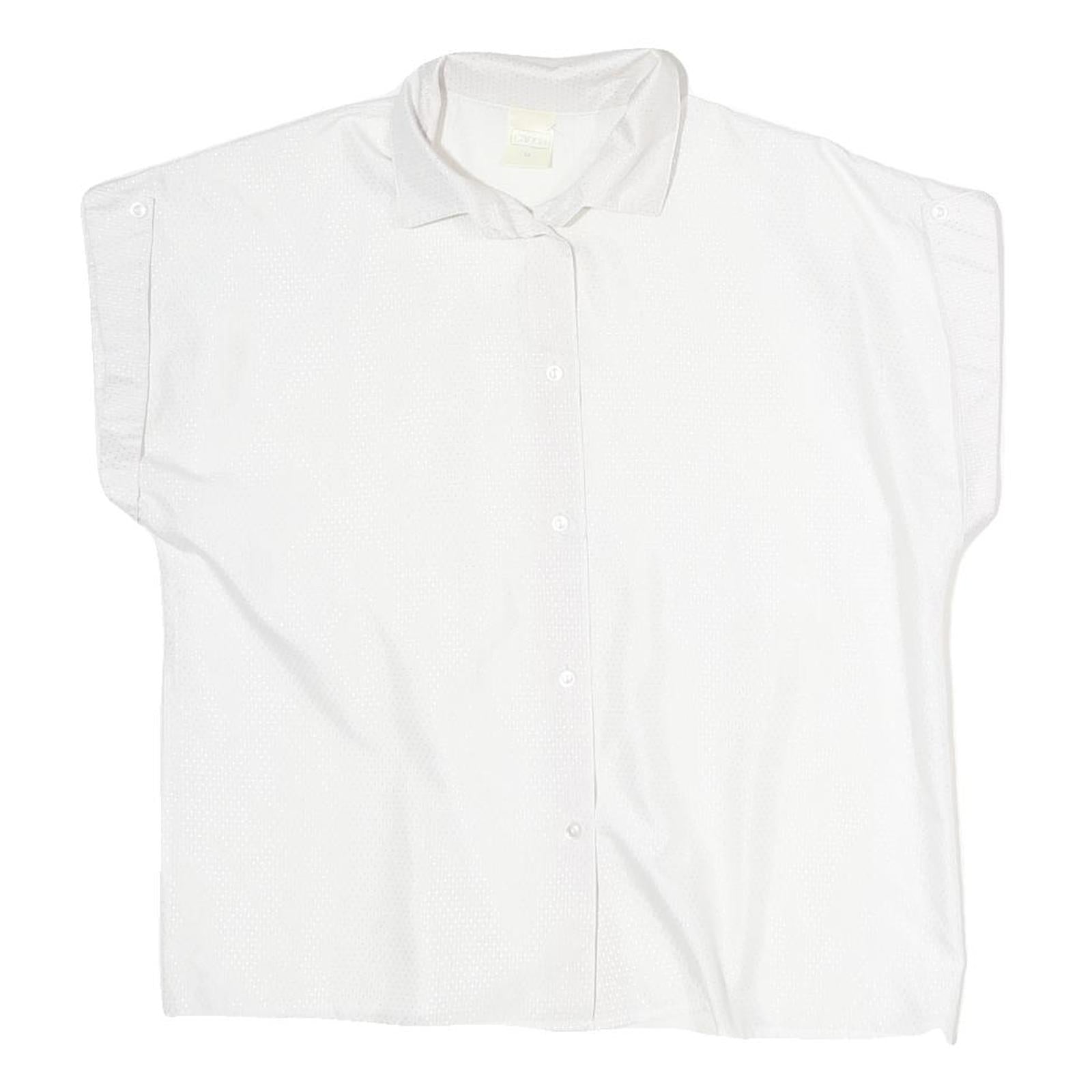 CANDA Mens White Polyester Plain Shirt L Button Sleeve Casual Relaxed Fit Refurbished - N/A refurbished available on Cerqular