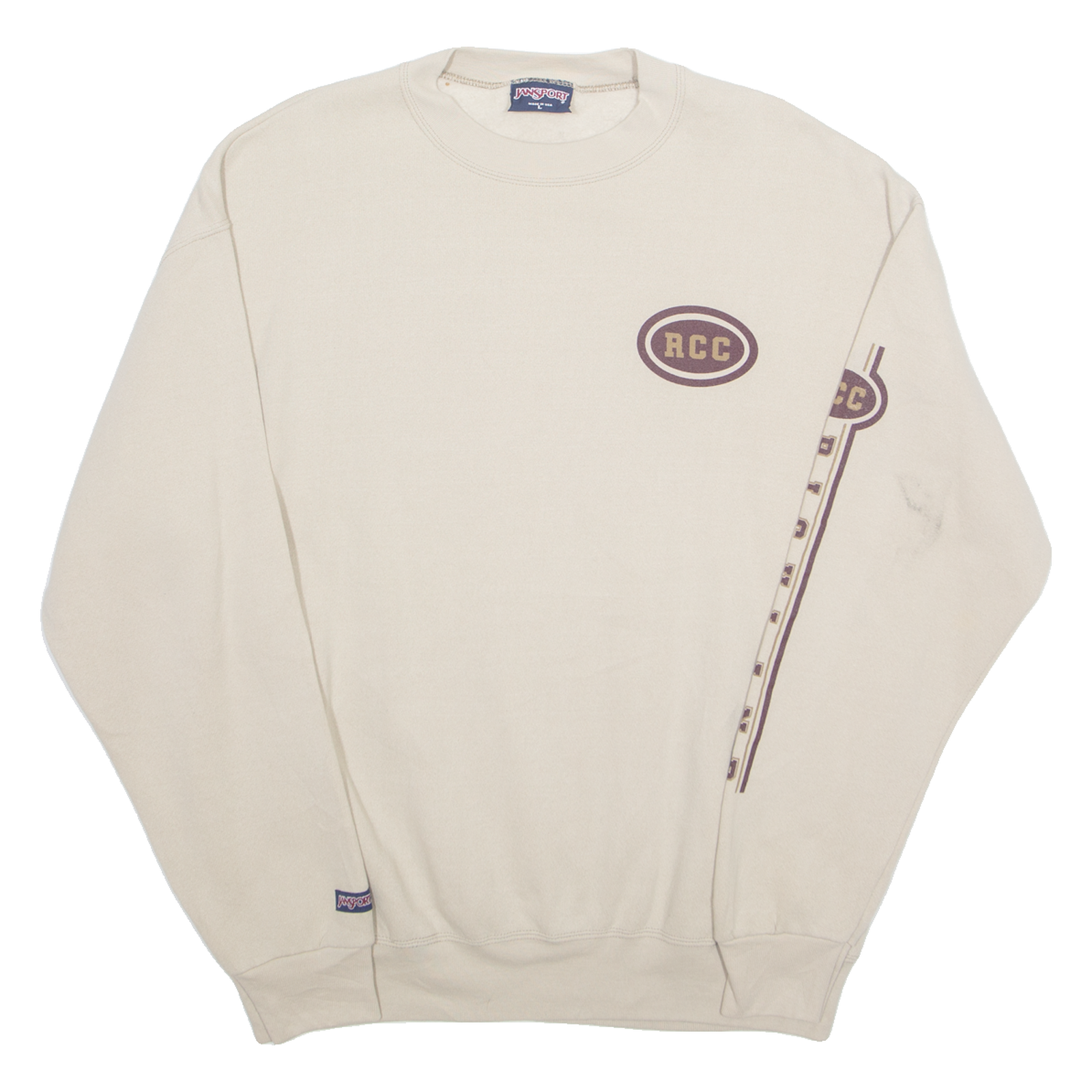 JANSPORT RCC Mens Sweatshirt Beige 90s USA L Refurbished - N/A refurbished available on Cerqular