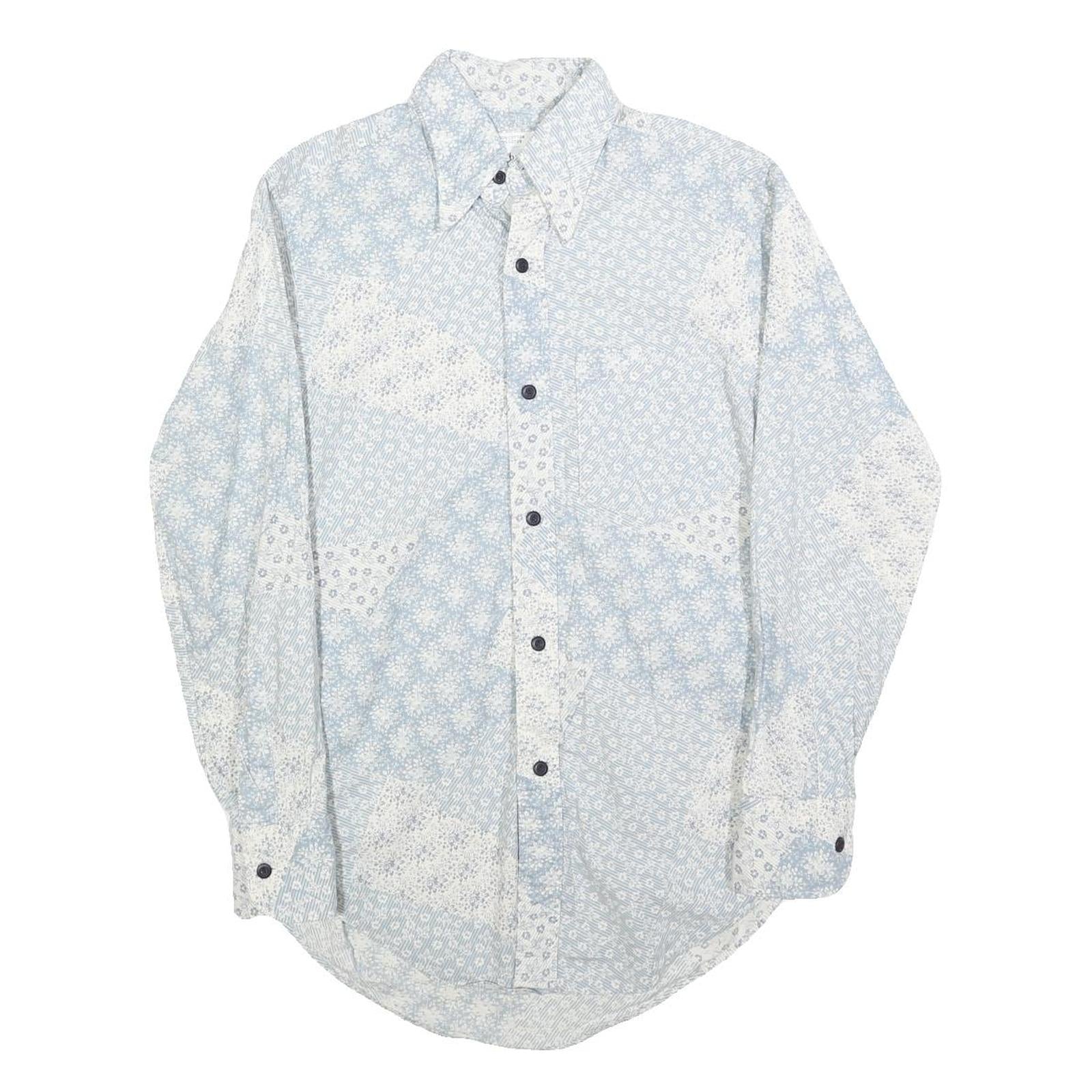 HATHAWAY Mens Blue & White Patterned Shirt S Cotton Blend Long Sleeve Button Refurbished - N/A refurbished available on Cerqular