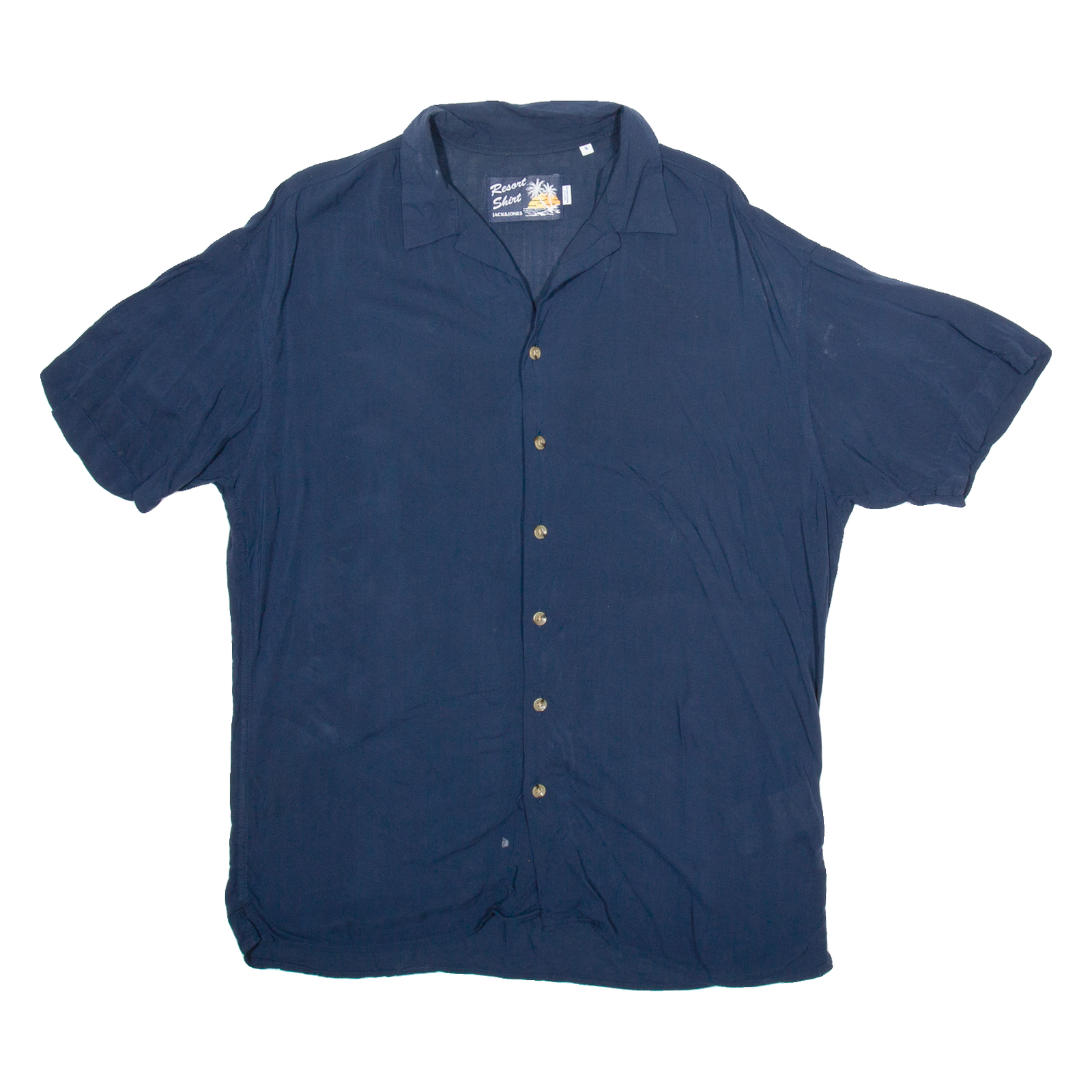 JACK & JONES Mens Plain Shirt Blue Viscose S Refurbished - N/A refurbished available on Cerqular