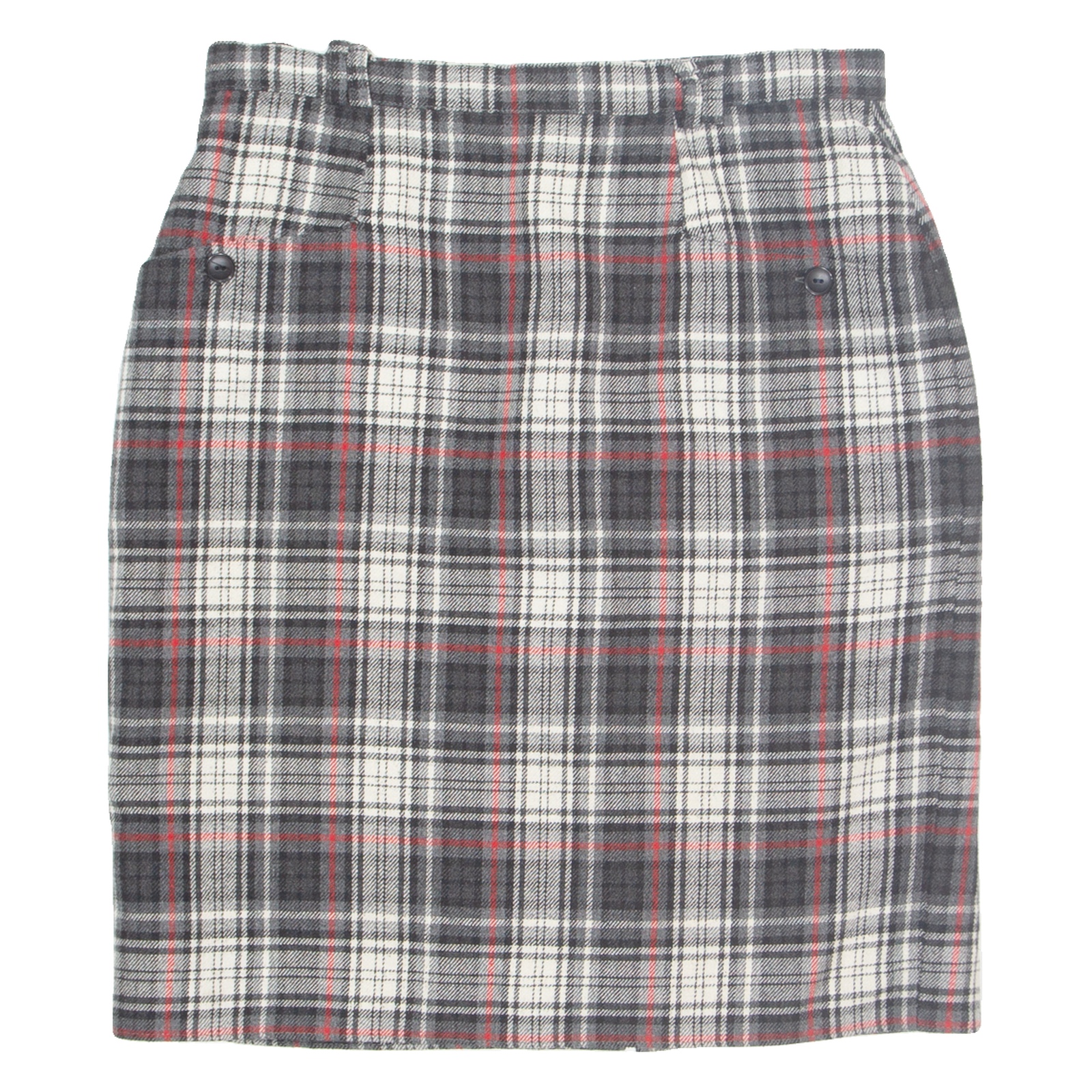 Womens Straight Skirt Grey Knee Length Wool 90s Check M Refurbished - N/A refurbished available on Cerqular