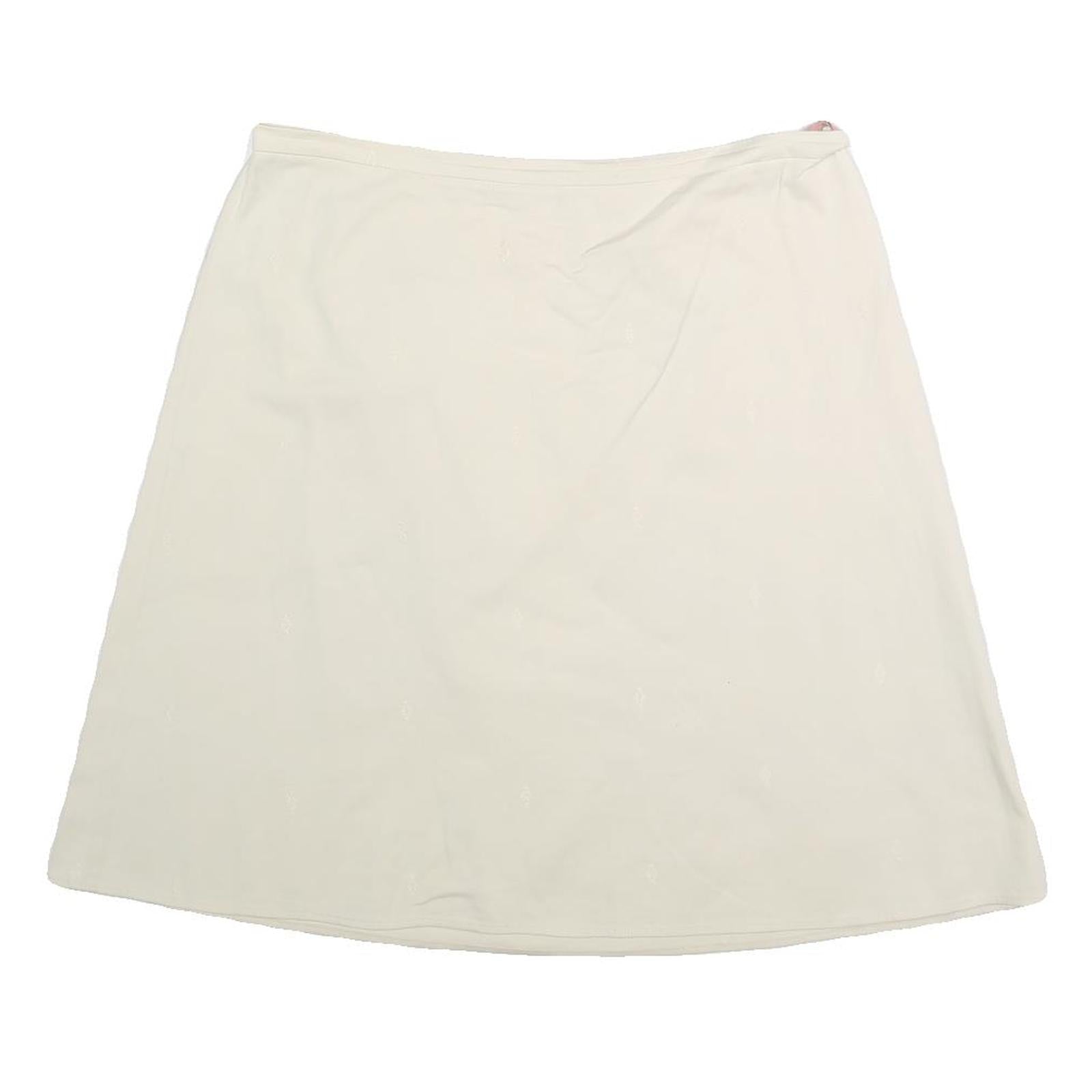 PIZZA SEMPIONE Womens White Cotton Blend A-Line Knee Length Skirt XL Zipper Refurbished - N/A refurbished available on Cerqular