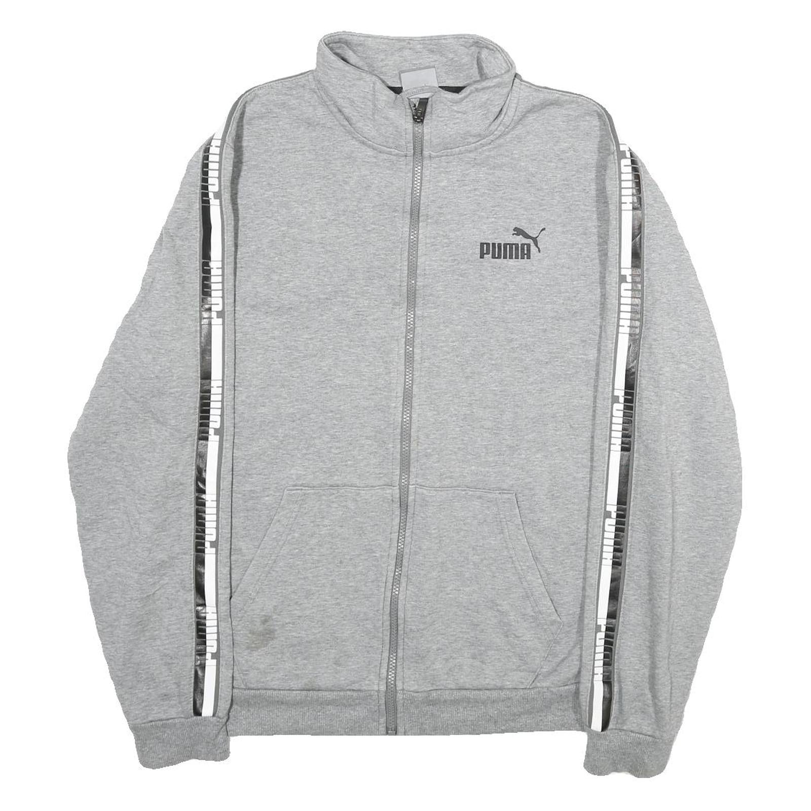 PUMA Mens Grey Cotton Track Jacket L Jersey Plain Button Casual Sportswear Refurbished - N/A refurbished available on Cerqular