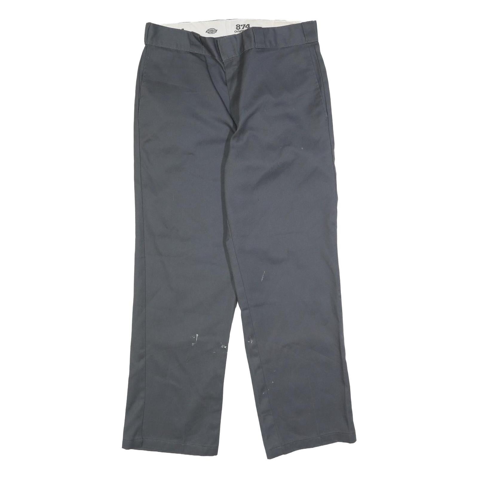 DICKIES Mens Cotton Blend Grey Regular Straight Trousers W34 L30 Workwear Zip Refurbished - N/A refurbished available on Cerqular