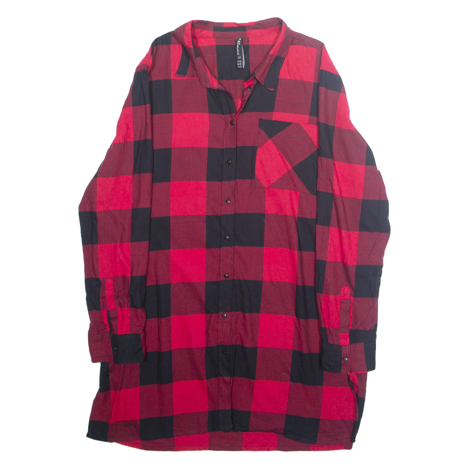 JEAN PASCALE Womens Printed Blouse Red Collared Long Sleeve Check L Refurbished - N/A refurbished available on Cerqular