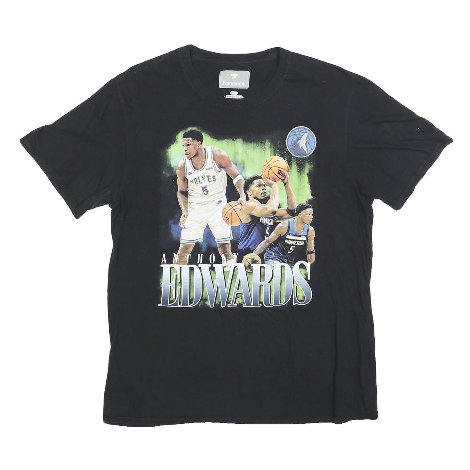FANATICS Mens Black Anthony Edwards Graphic T-Shirt M Short Sleeve Crew Neck Refurbished - N/A refurbished available on Cerqular