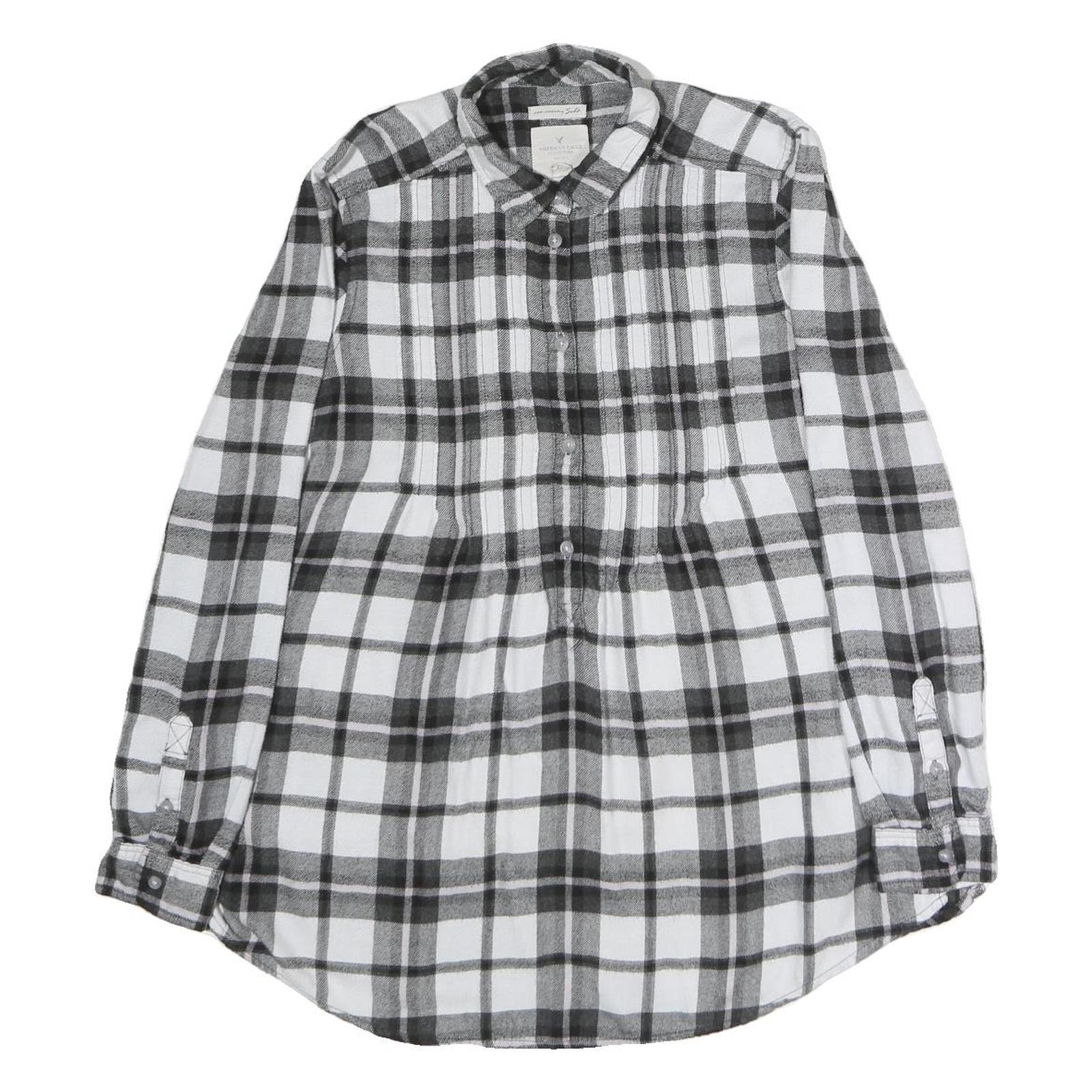 AMERICAN EAGLE Womens Black & White Plaid Cotton Shirt S Casual Check Button-Up Refurbished - N/A refurbished available on Cerqular