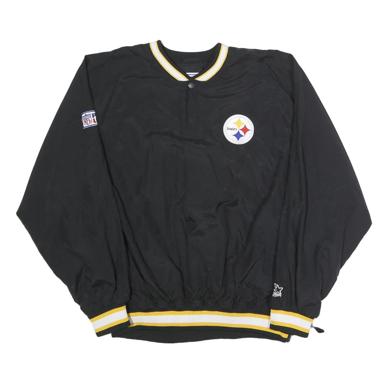 STARTER Mens Black Yellow Pittsburgh Steelers Pullover Nylon L L Jacket Refurbished - N/A refurbished available on Cerqular